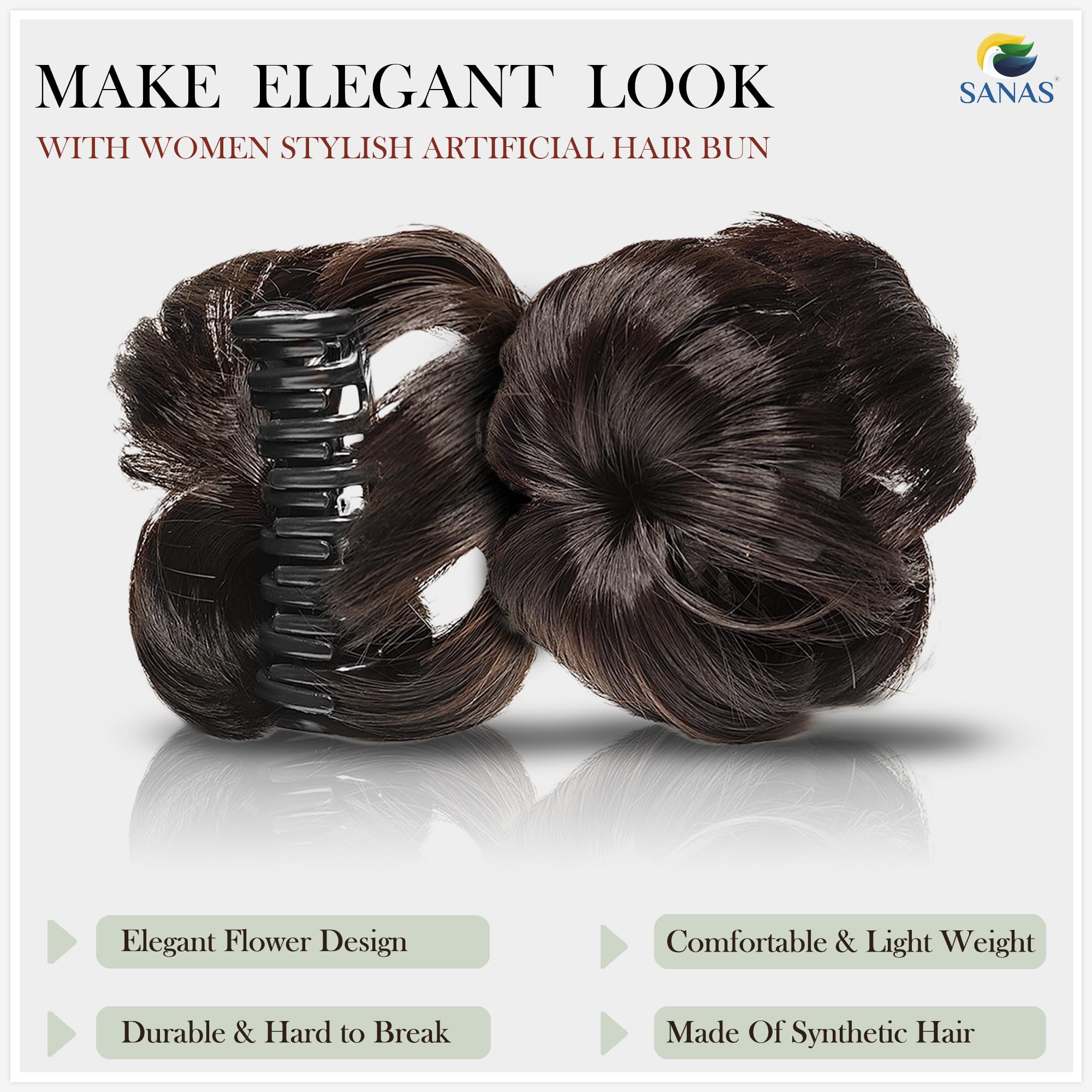 Stylish Artificial Hair Bun Clip for Women - 1PC Brown Jooda Bun Hairstyle Accessory | Perfect for Parties, Weddings & Everyday Elegance