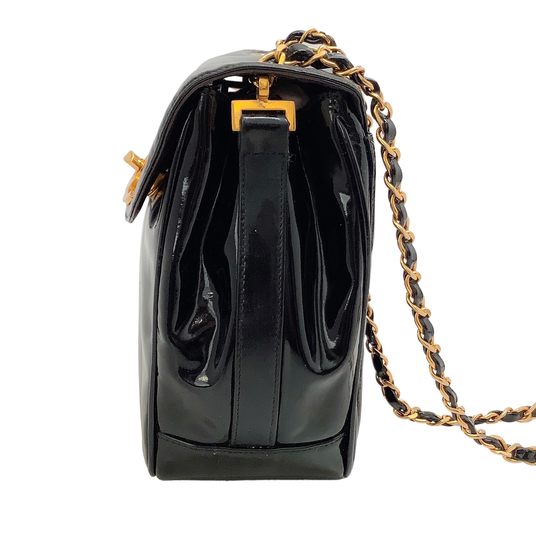 Vintage Chanel Black Patent Leather Mini Crossbody Bag for Women | Classic Luxury Handbag | Perfect for Evening Parties, Date Nights & Special Occasions