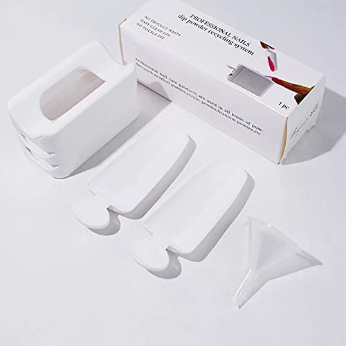 D.B.Z. ® Acrylic Nail Art Powder Storage Box - Portable Glitter Organizer with Magic Mirror & Powder Recycling Tray - Manicure Tools for Professional & Home Use - Perfect for Salon, DIY Nail Art & Travel Beauty Kit (White)