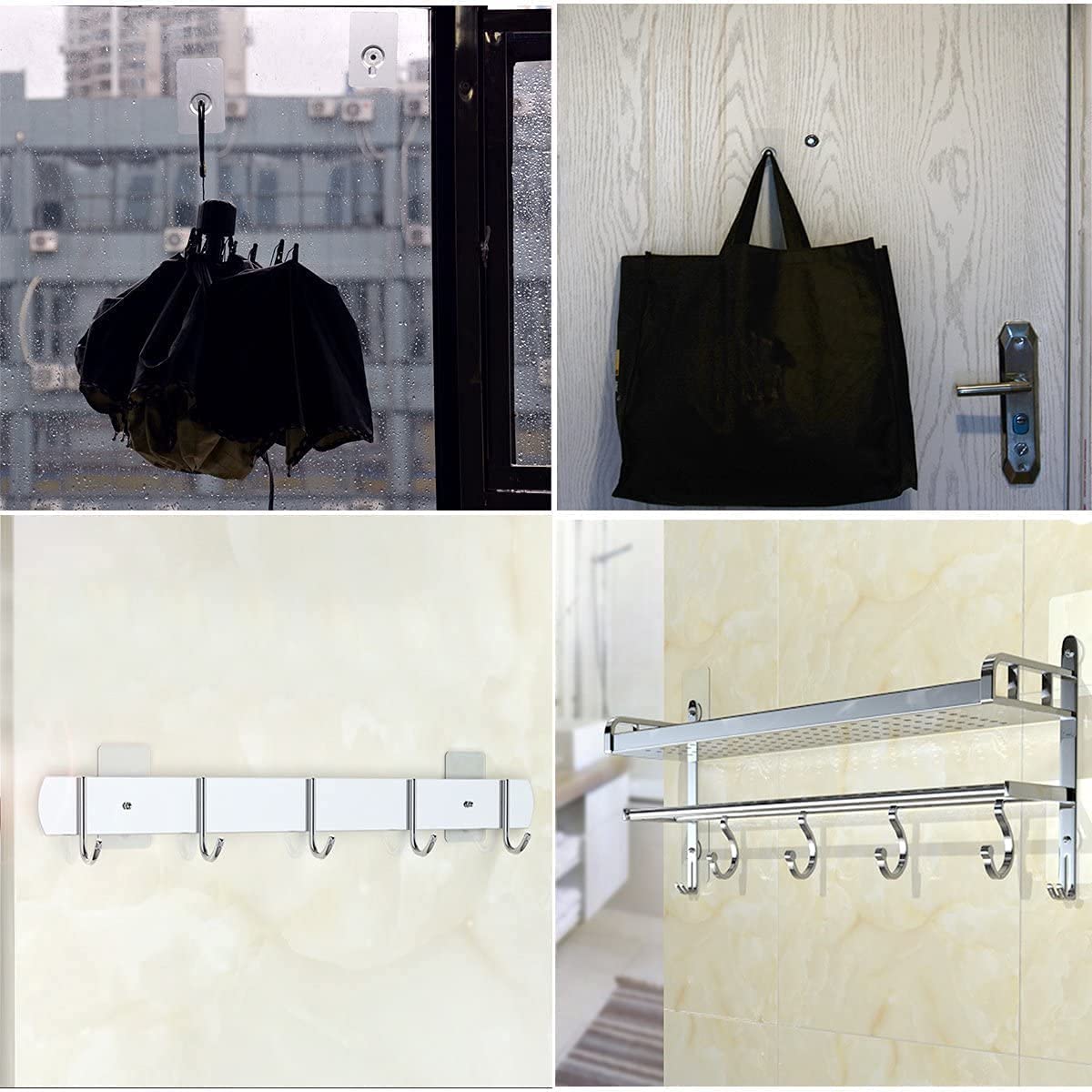 Niralasa Self Adhesive Hooks - No Drill Wall Hooks, Heavy Duty Sticky Hooks for Hanging Coats, Towels, Keys & Home Decor - 10 Pack - Perfect for Bathroom, Kitchen, Bedroom & Office Organization
