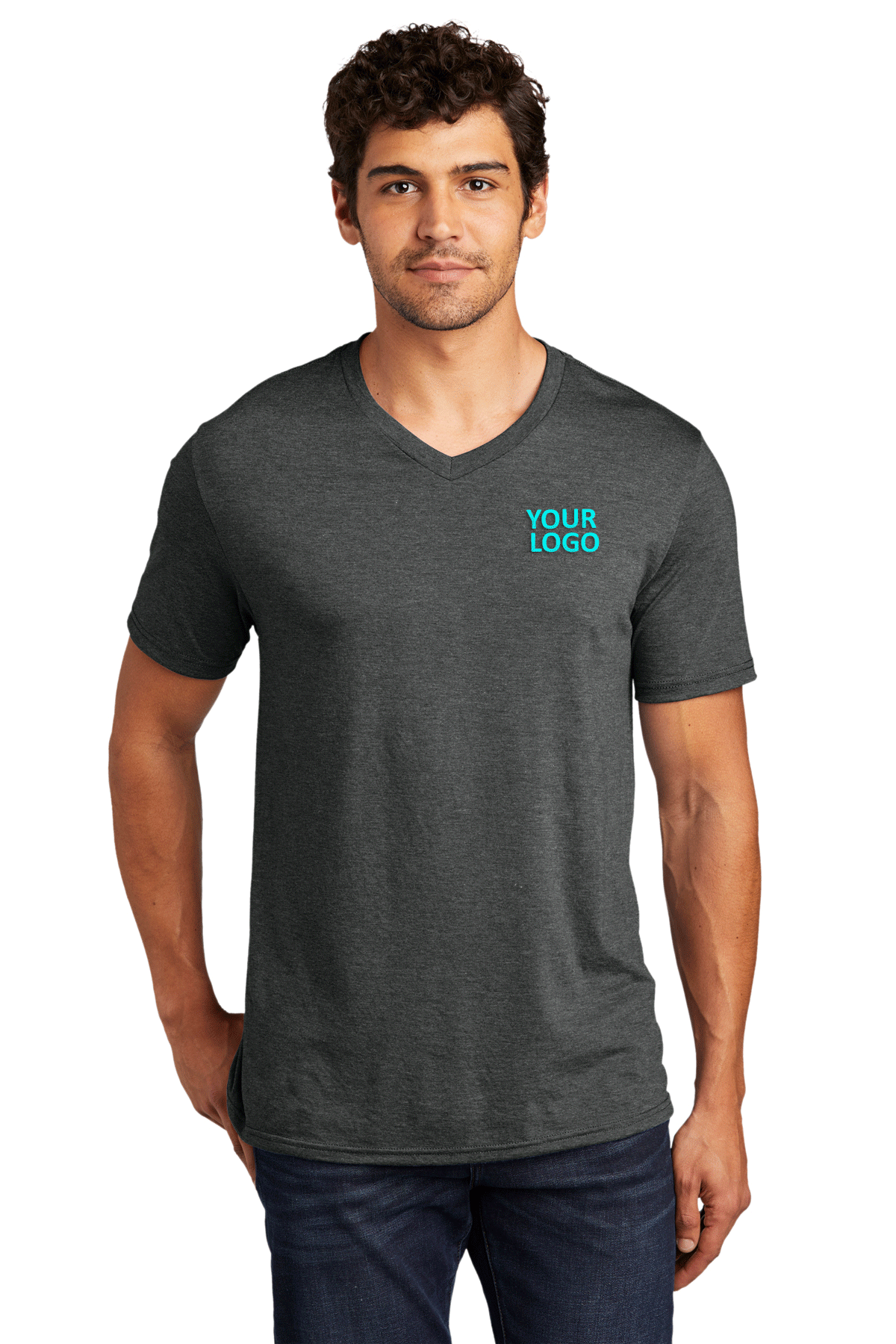 Custom District Perfect Tri V-Neck T-Shirts for Men & Women - Soft Black Frost Tee - Casual Wear, Layering, Street Style Fashion
