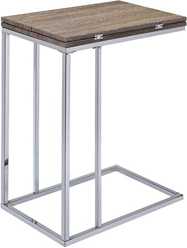 Knocbel Modern C-Shaped End Table - Adjustable Folding Top, Sturdy Metal Base - 12-24