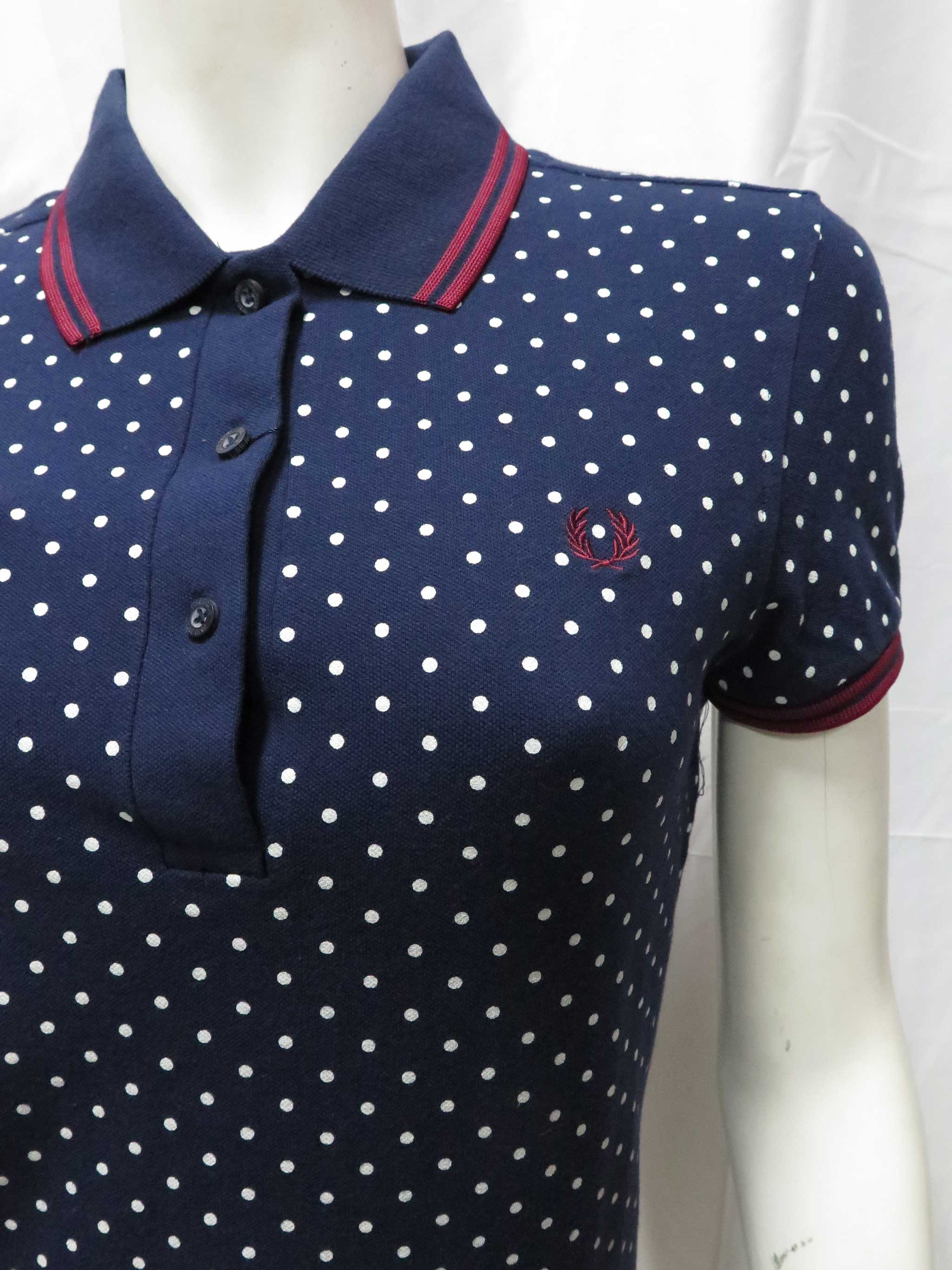 Fred Perry Women's Polka Dot Twin-Tipped Shirt in Dark Carbon | Casual & Office Wear | Stylish Ladies' Top for Everyday Fashion