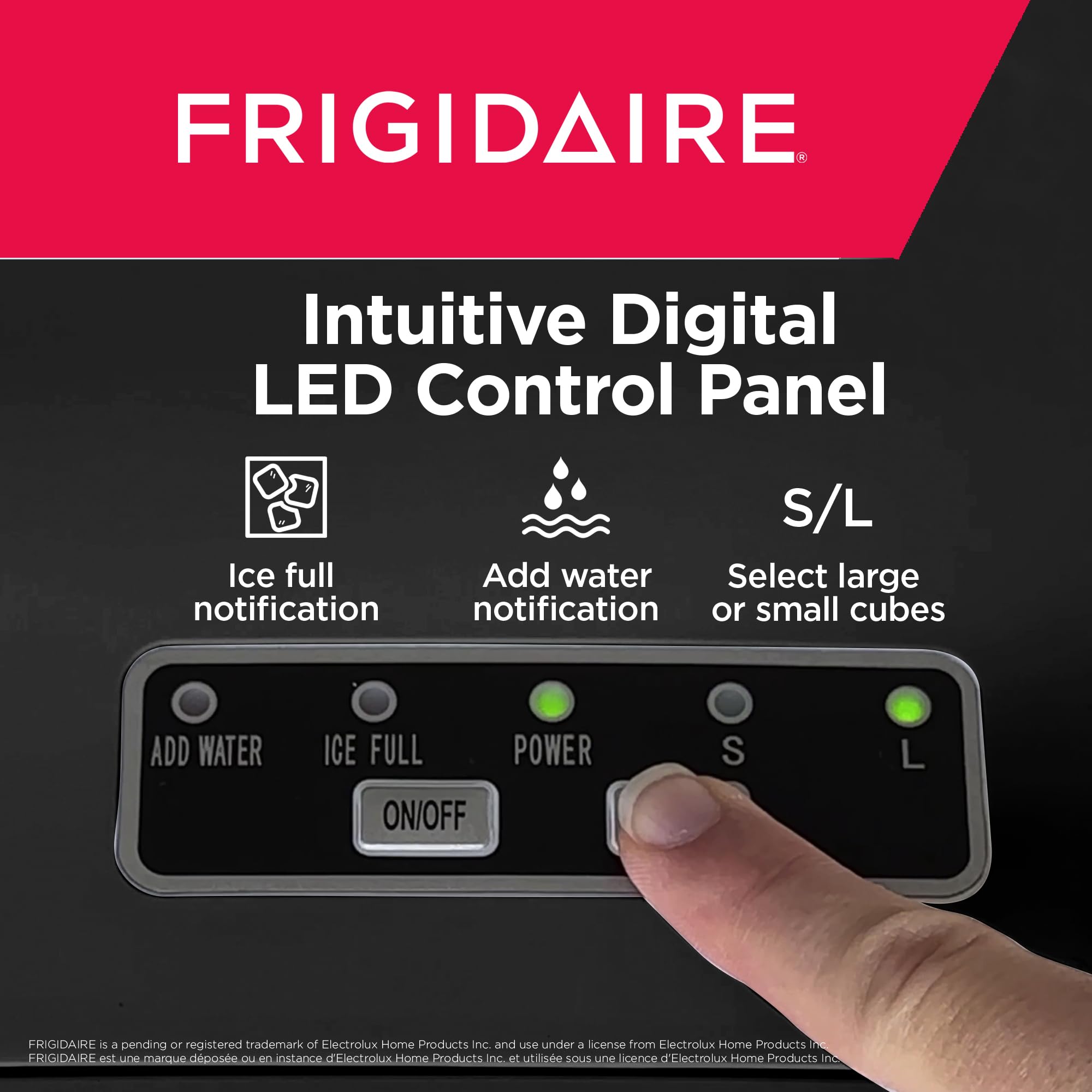 Frigidaire 26 Lbs Portable Compact Ice Maker Machine - Countertop Ice Maker for Home, Office, RV & Parties - Fast Ice Production in Black or White (Medium Size)