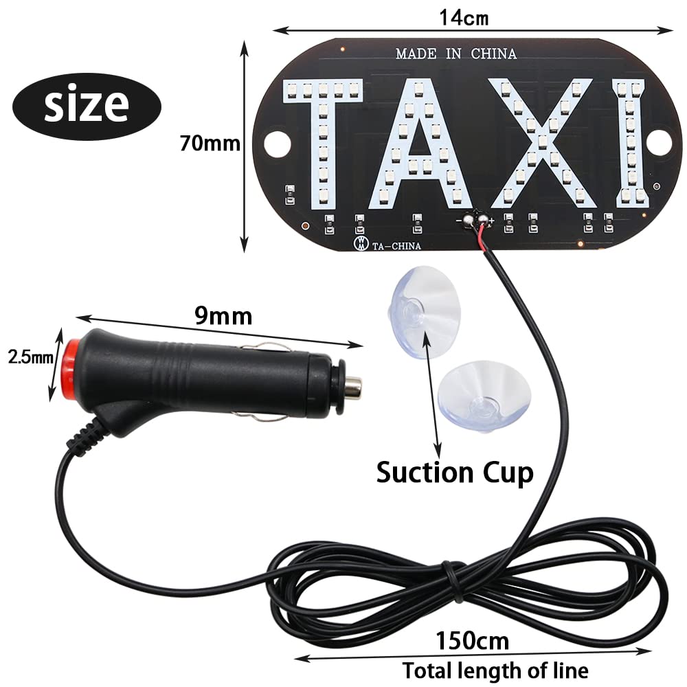 YSY 12V Green LED Taxi Cab Light - Windshield Indicator Lamp with Cigarette Lighter Switch for Taxi Sign & Guiding Panel - Perfect for Night Shifts, Ride-Hailing Services & Urban Transportation