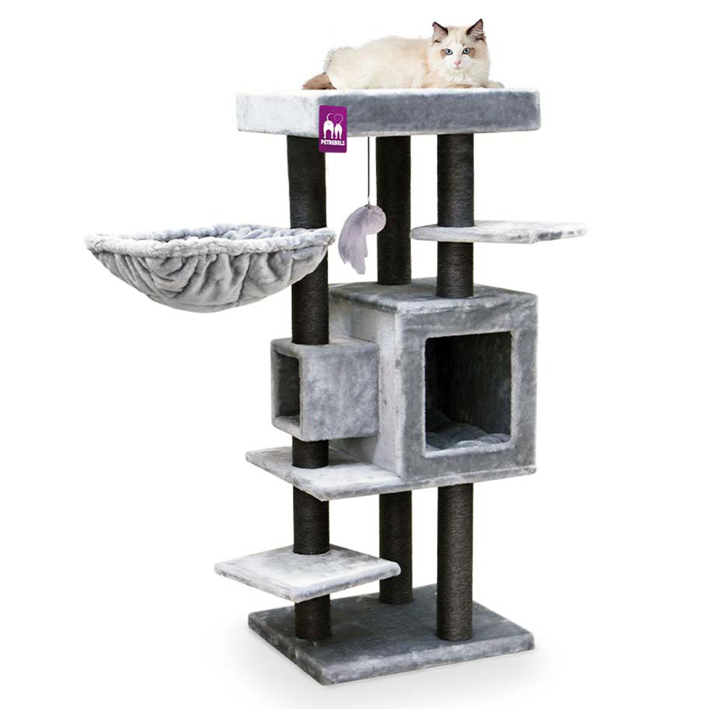 Premium 134cm Cat Tree for Large Cats - Kings & Queens Cleopatra Style - Multi-Level Scratching Post with Perches & Condo - Perfect for Indoor Play & Climbing