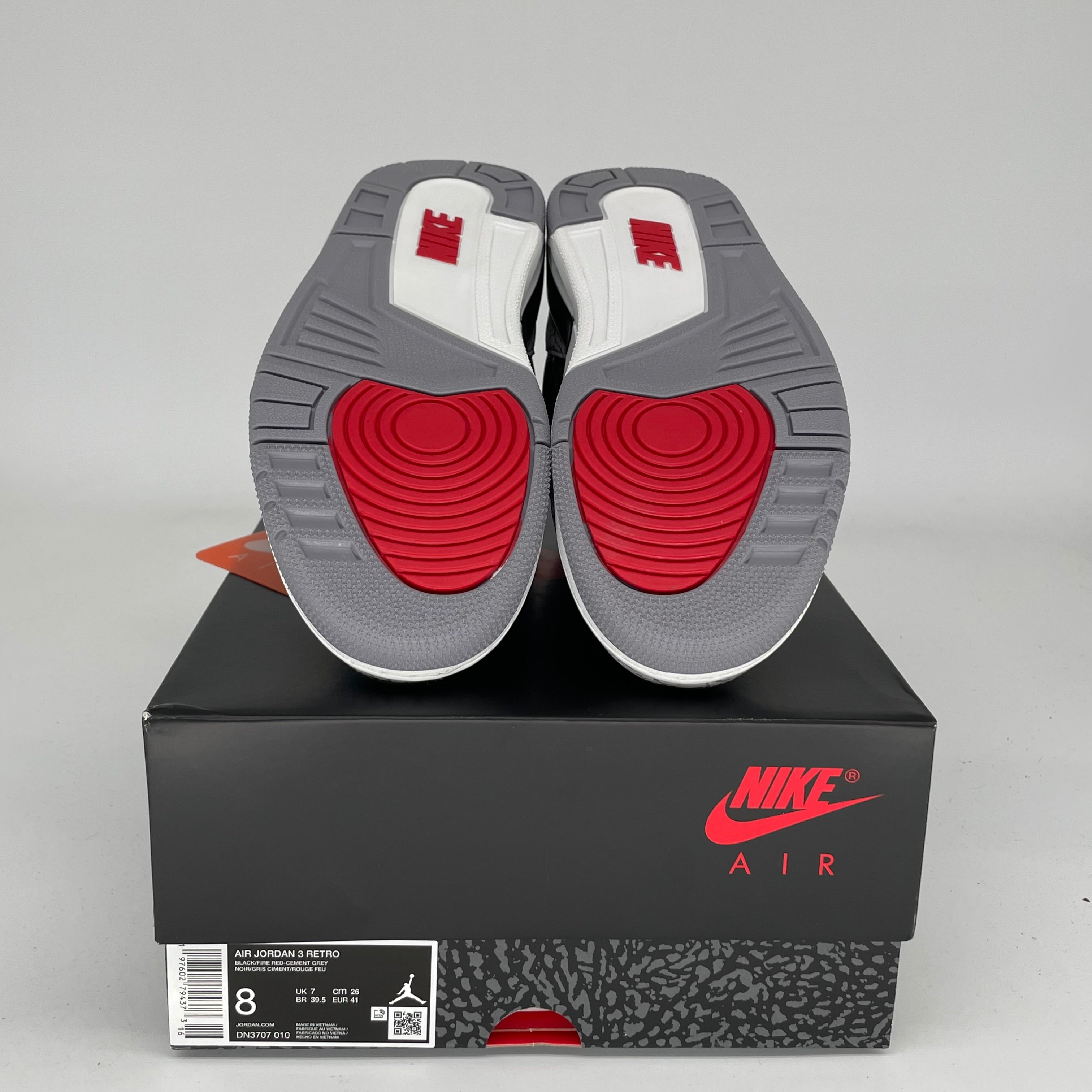 Original Air Jordan 3 Retro 'Black Cement' Men's Basketball Shoes - Size 8 (DN3707-010) - Iconic Sneakers for Streetwear & Basketball Performance