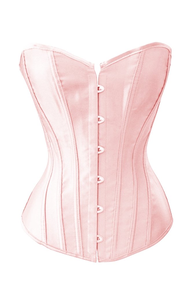 Black Satin Sexy Boned Corset Lace Up Overbust Waist Trainer Bustier Bodyshaper Top - Also Available in White & Red - Perfect for Burlesque, Cosplay, and Special Occasions