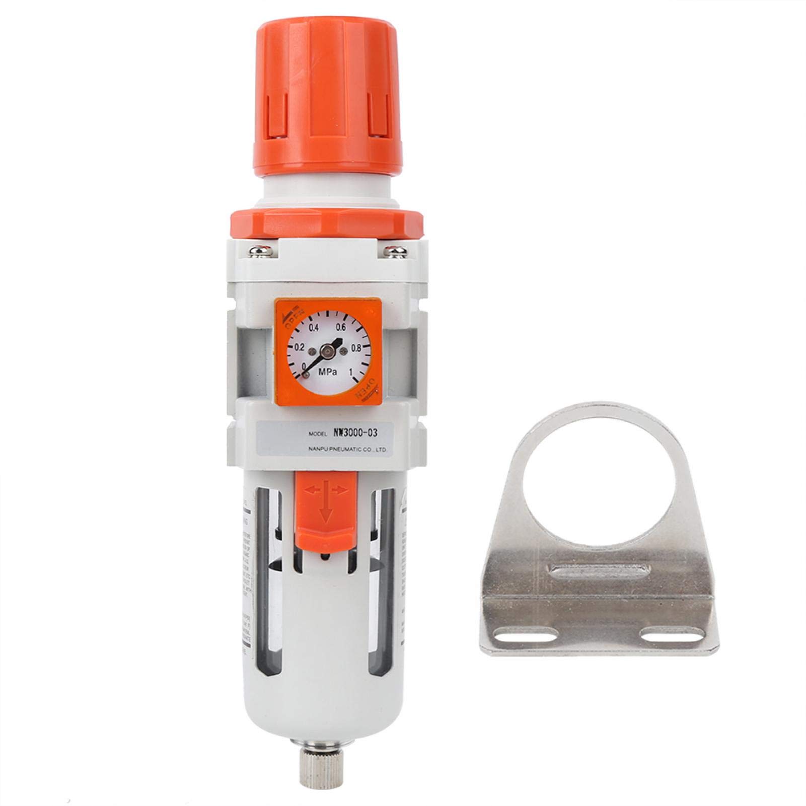 NANPU NW3000-03 G3/8in Oil-Water Separator & Air Pressure Regulator - Compressed Air Filter for Industrial Pneumatic Systems - Perfect for CNC Machines, Air Tools, and Paint Sprayers