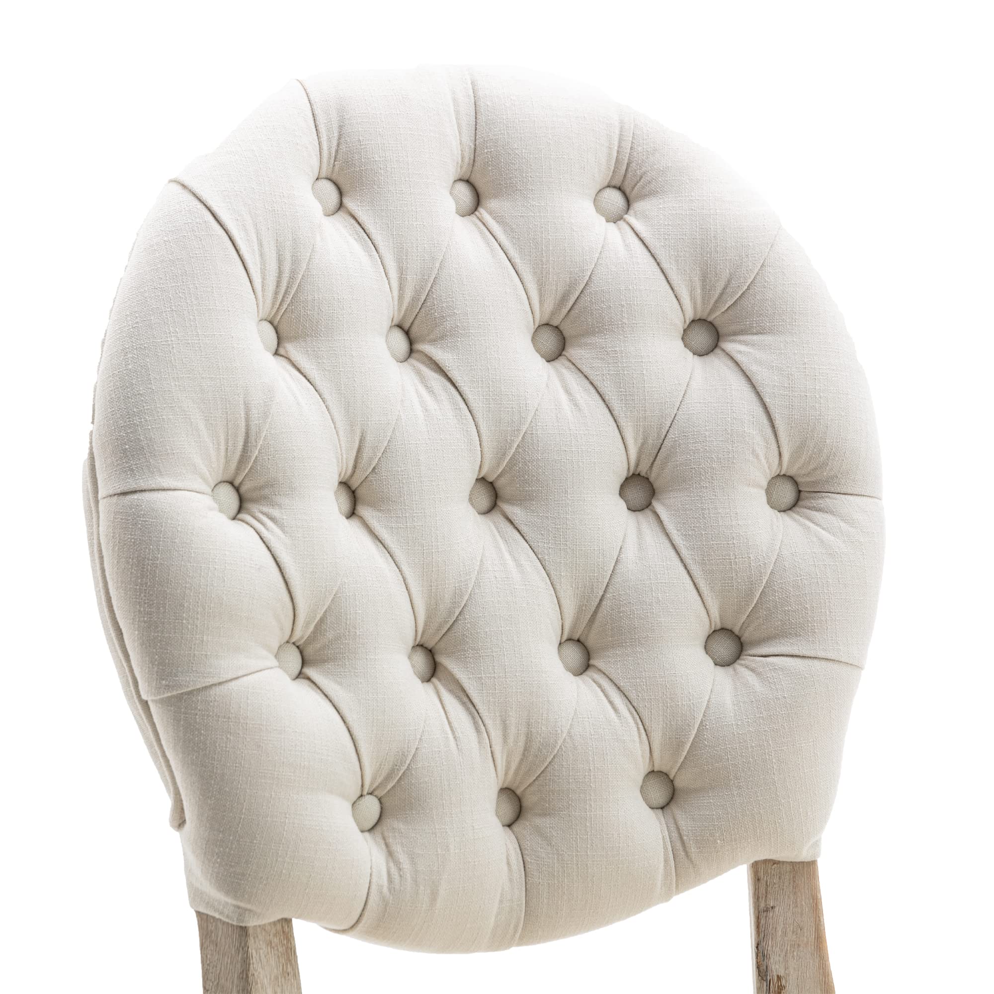 Yoluckea Mid-Century Modern Tufted Dining Chairs Set of 2 - Upholstered French Style Oval Back Chairs with Solid Wood Legs, Traditional Linen Fabric Kitchen & Dining Room Chairs for Dinner Table, Meeting Table, Breakfast Nook & Home Office