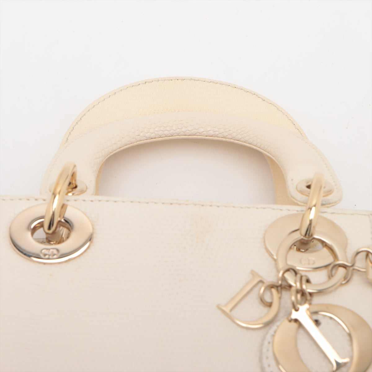 Christian Dior Lady Dior Mini Lizard Two-Way Handbag in Ivory - Luxury Crossbody & Shoulder Bag for Women | Perfect for Evening Events & Special Occasions