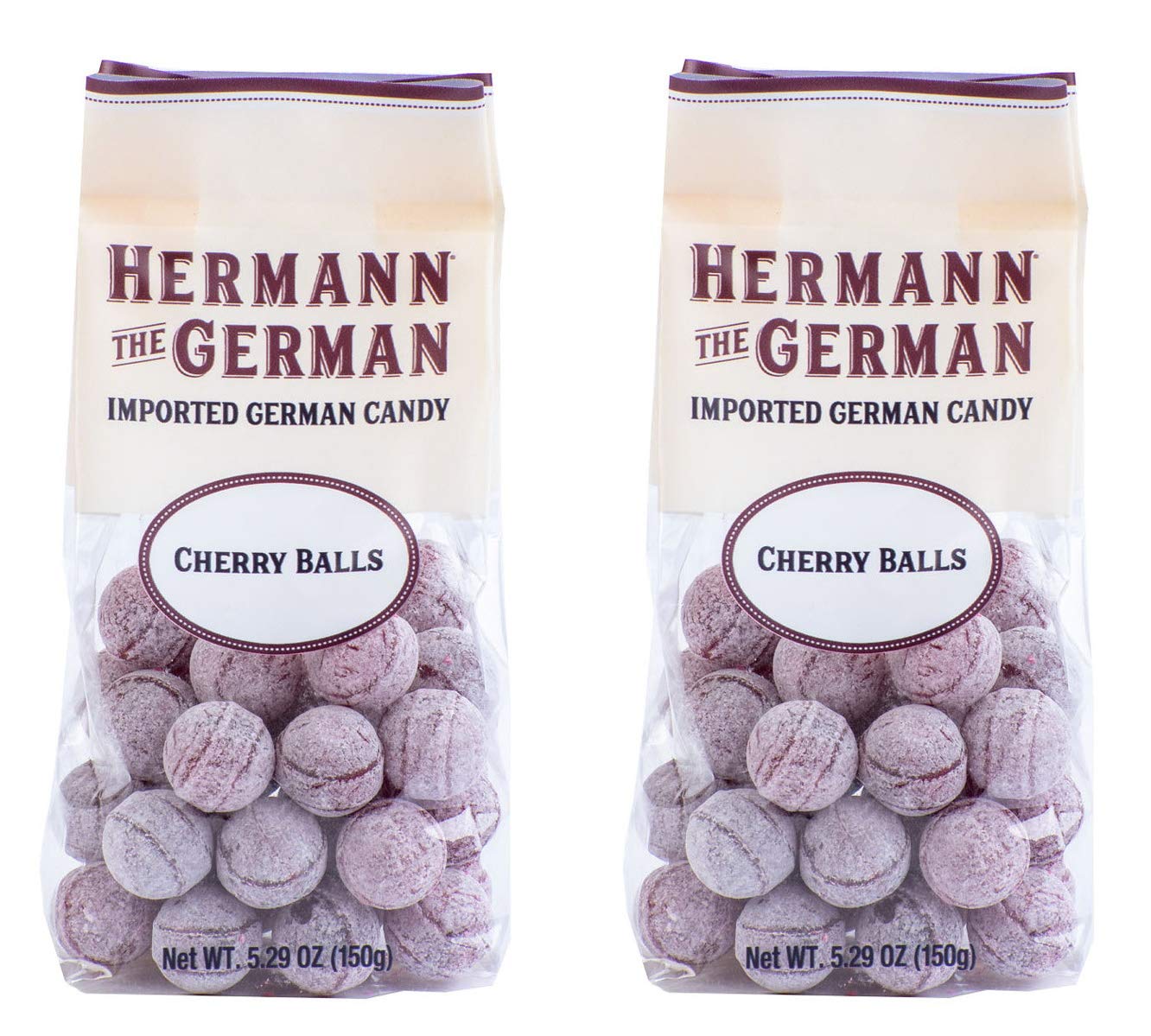 Hermann the German Hard Candy - Imported Cherry Balls - 2 Pack - Perfect for Gifts, Parties & Nostalgic Treats