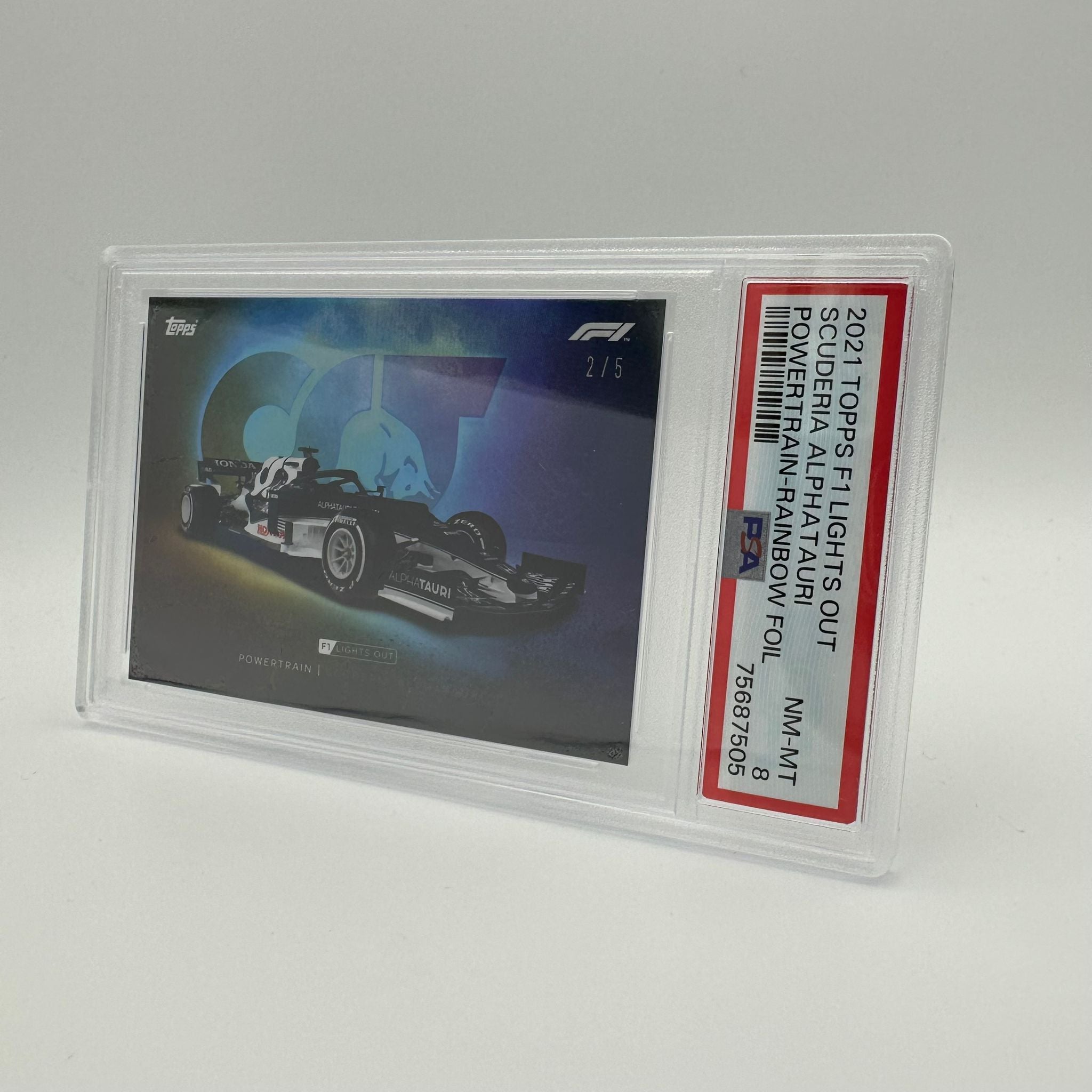PSA 8 Graded 2/5 Alpha Tauri Powertrain Rainbow Foil F1 Trading Card - Perfect for Collectors, Racing Fans & Investment