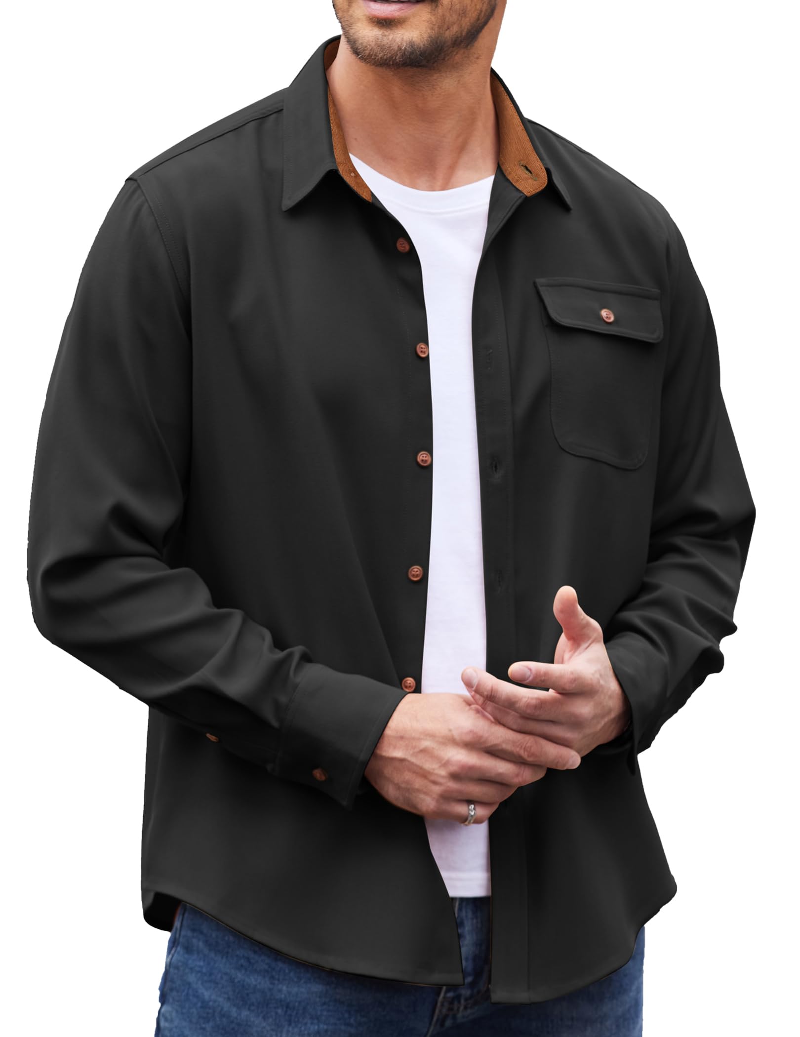 COOFANDY Men's Plaid Flannel Shirt Jacket - Button Down Long Sleeve Western Work Shirt for Casual Outfits & Outdoor Activities