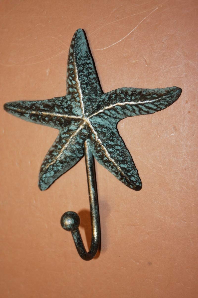 Antique Cast Iron Mermaid Towel & Robe Hooks Set of 5 - Rustic Beach Bathroom Accessories for Coastal Decor, Nautical Theme, and Seaside Home Decor