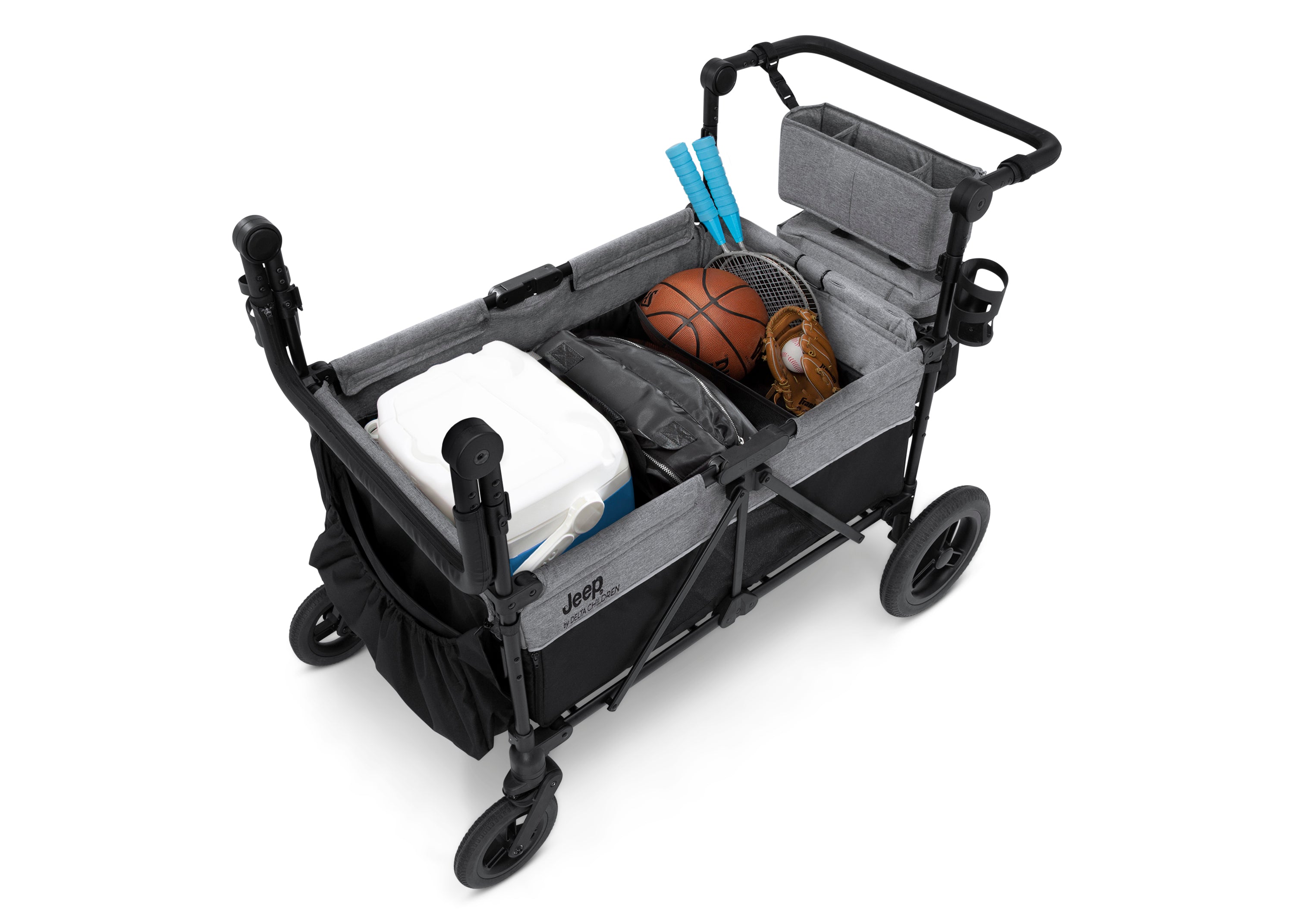 Jeep Wrangler Deluxe 4-Seater Stroller Wagon with Insulated Cooler Bag - Perfect for Family Outings, Beach Trips, and Outdoor Adventures