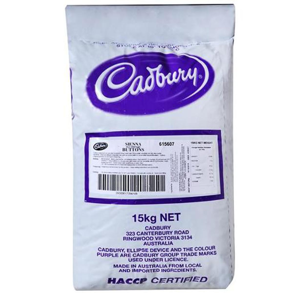 Cadbury Sienna Buttons Milk Chocolate - 15kg Bulk Pack | Creamy Milk Chocolate Buttons for Baking, Desserts & Snacking | Perfect for Home Baking, Party Treats & Gift Giving