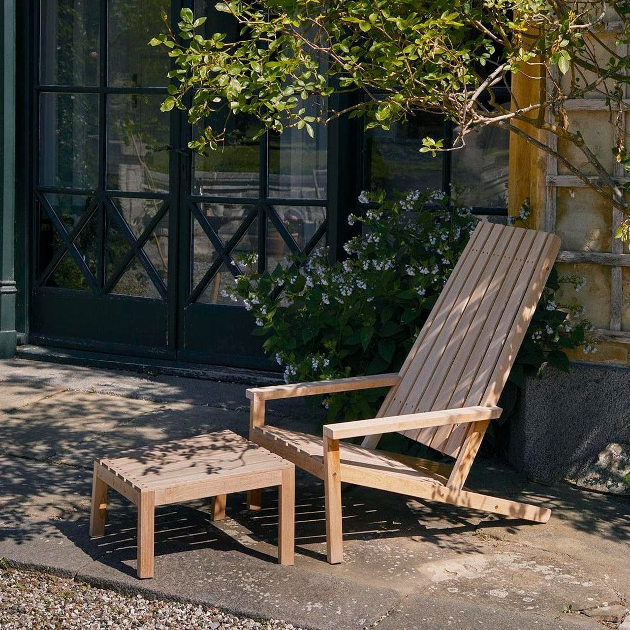Between Lines Deck Lounge Chair - Waterproof Outdoor Patio Furniture for Poolside, Beach, and Garden Relaxation