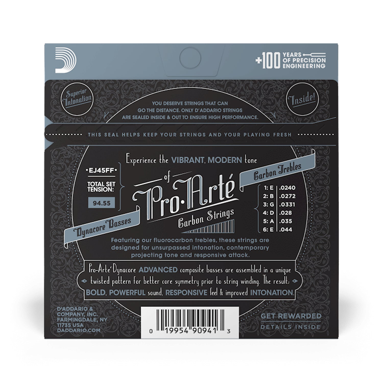D'Addario Pro Arte Carbon NT Classical Guitar Strings - Full Set for Classical & Flamenco Guitar - High-Quality Nylon & Carbon Blend for Warm, Balanced Tone - Perfect for Performances & Practice
