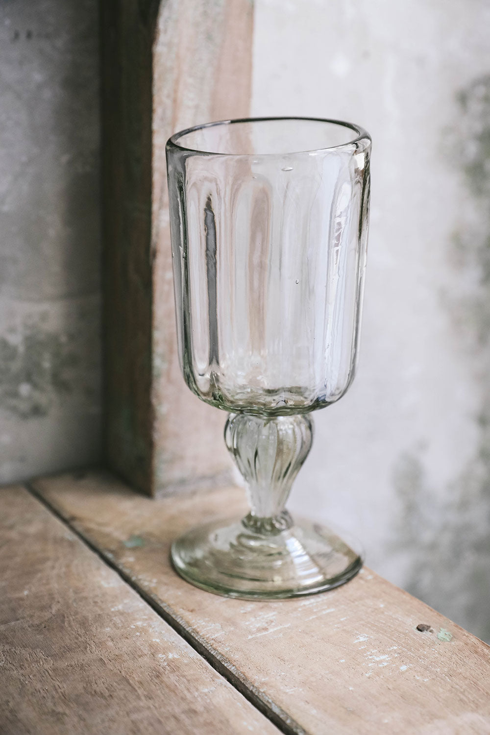 Handblown Fluted Glass Vase - Elegant Decorative Centerpiece for Dining Table, Wedding, Home Decor | Artisan Crafted Clear Glass Vase for Flowers & Interior Design