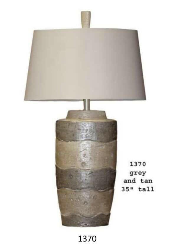 H & H Lamp 1370 - Modern Grey and Tan Table Lamp for Living Room, Bedroom, or Office - Energy Efficient LED Lighting with Adjustable Brightness - Perfect for Reading, Working, or Ambient Decor