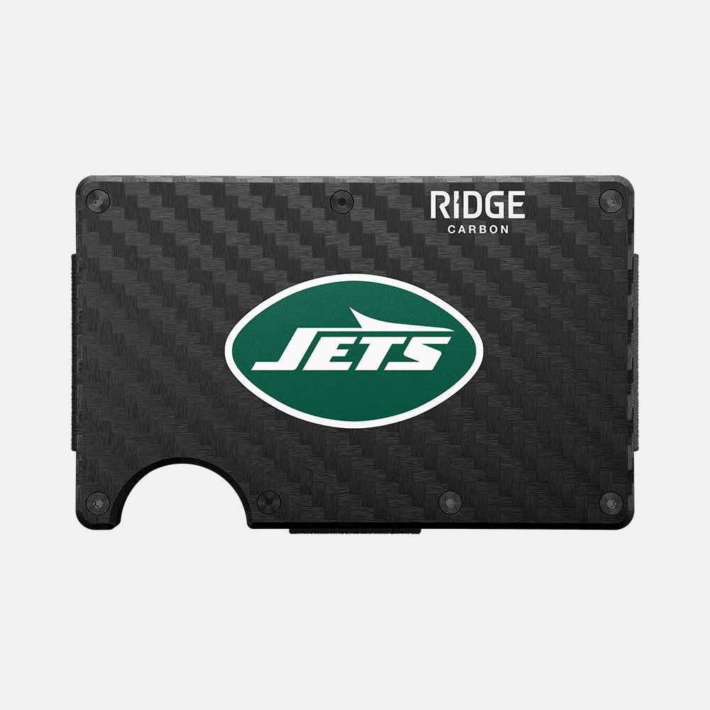 Ridge Wallet New York Jets Carbon Fiber 3K Slim Minimalist RFID Blocking Wallet for Men - Perfect for Everyday Carry, Travel & Gifts