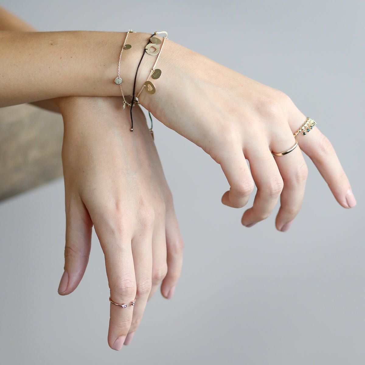 14k Rose Gold Double Sapphire Open Cuff Ring - Elegant Stackable Dainty Jewelry for Women - Perfect for Weddings, Anniversaries & Everyday Wear