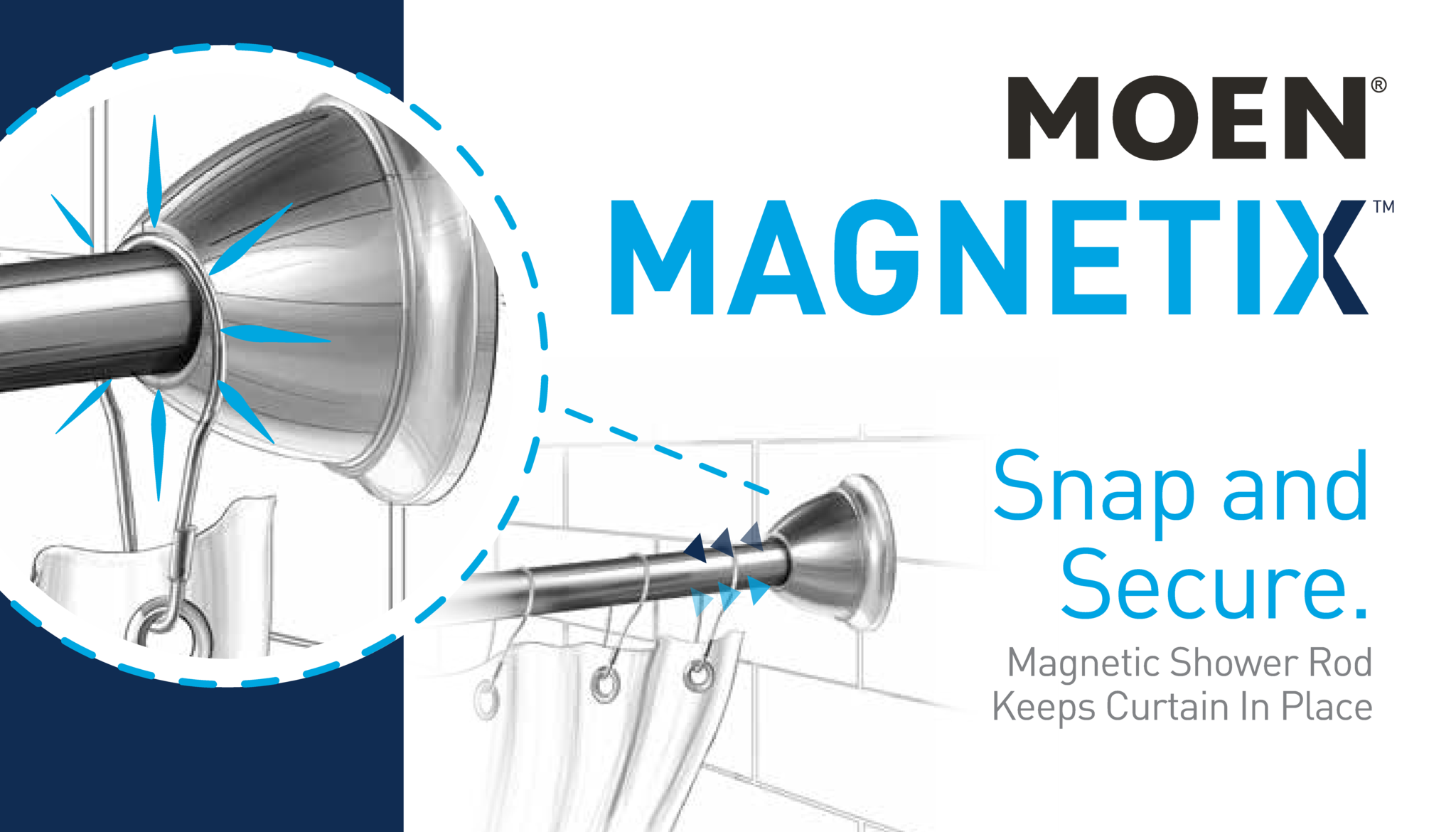 Premium Curved Shower Rod - Magnetic Chrome Tension or Permanent Mount for Bathroom | Space-Saving Shower Curtain Rod for Small Bathrooms & Luxurious Spa-Like Experience