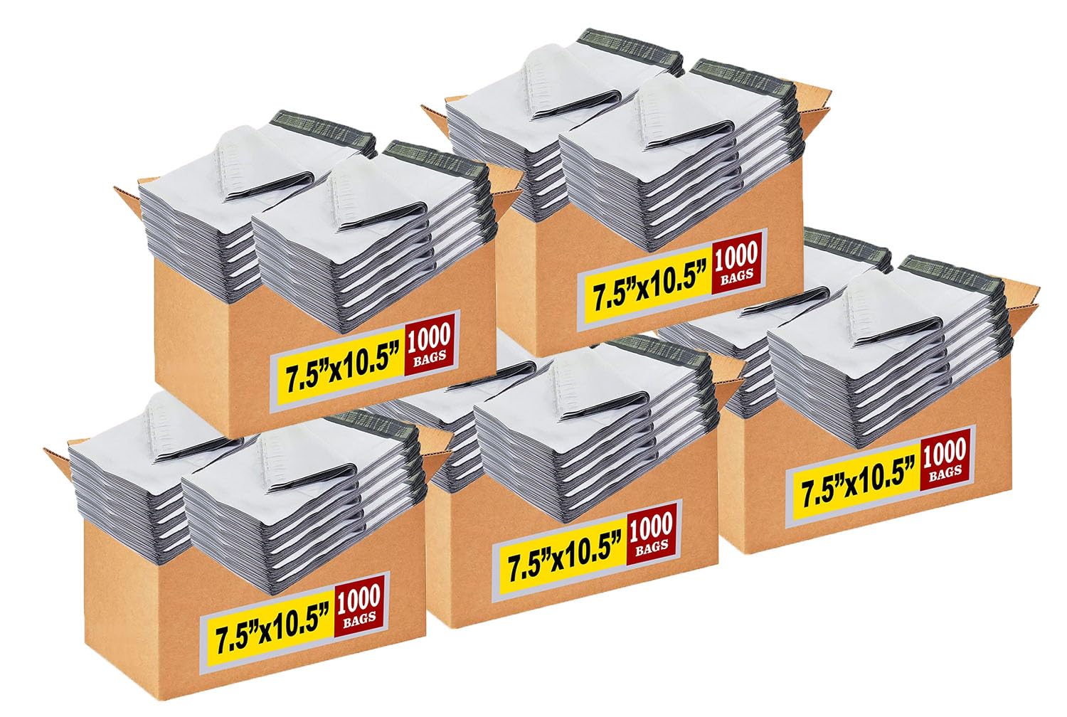 5000-Pack 7.5x10.5 Inch White Poly Mailers - Self Seal Waterproof Mailing Envelopes for Ecommerce Shipping, Small Business Packaging & Online Store Orders (5000 Bags Bulk)