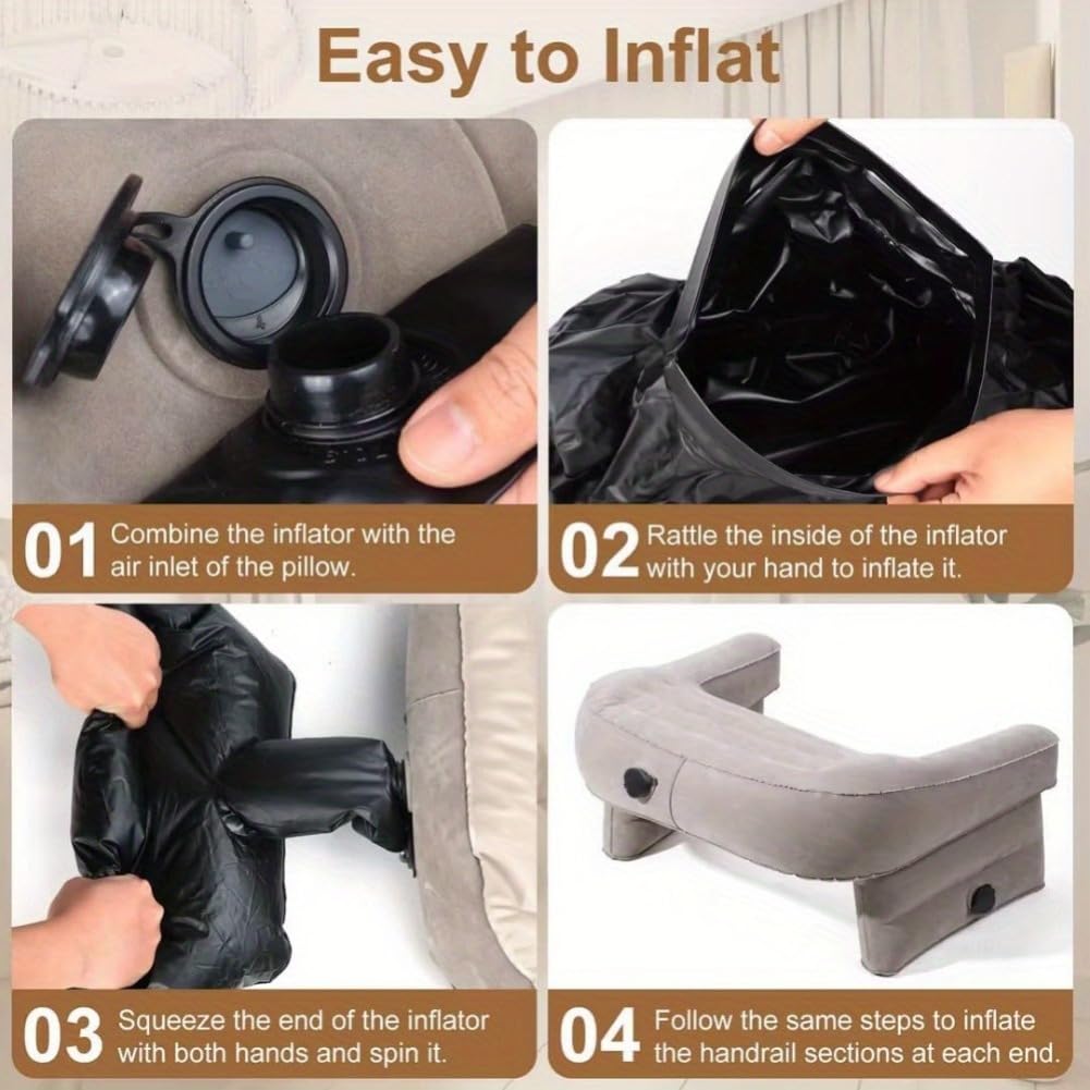 Ergonomic Inflatable Sofa Desk Pillow - Portable Lap Desk with Armrests & Soft Cushion for Reading, Gaming, and Bed Rest - Perfect for Adults on Bed, Sofa, or Floor Use - Ideal for Home Office, Dorm Room, and Travel Comfort