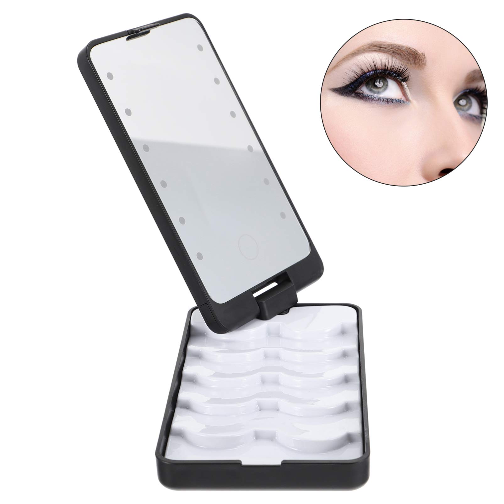 Beaupretty LED Makeup Storage Box with Mirror - Eyelash Organizer Case for Travel & Home Use - Waterproof Lash Holder Container for False Eyelashes & Makeup Tools