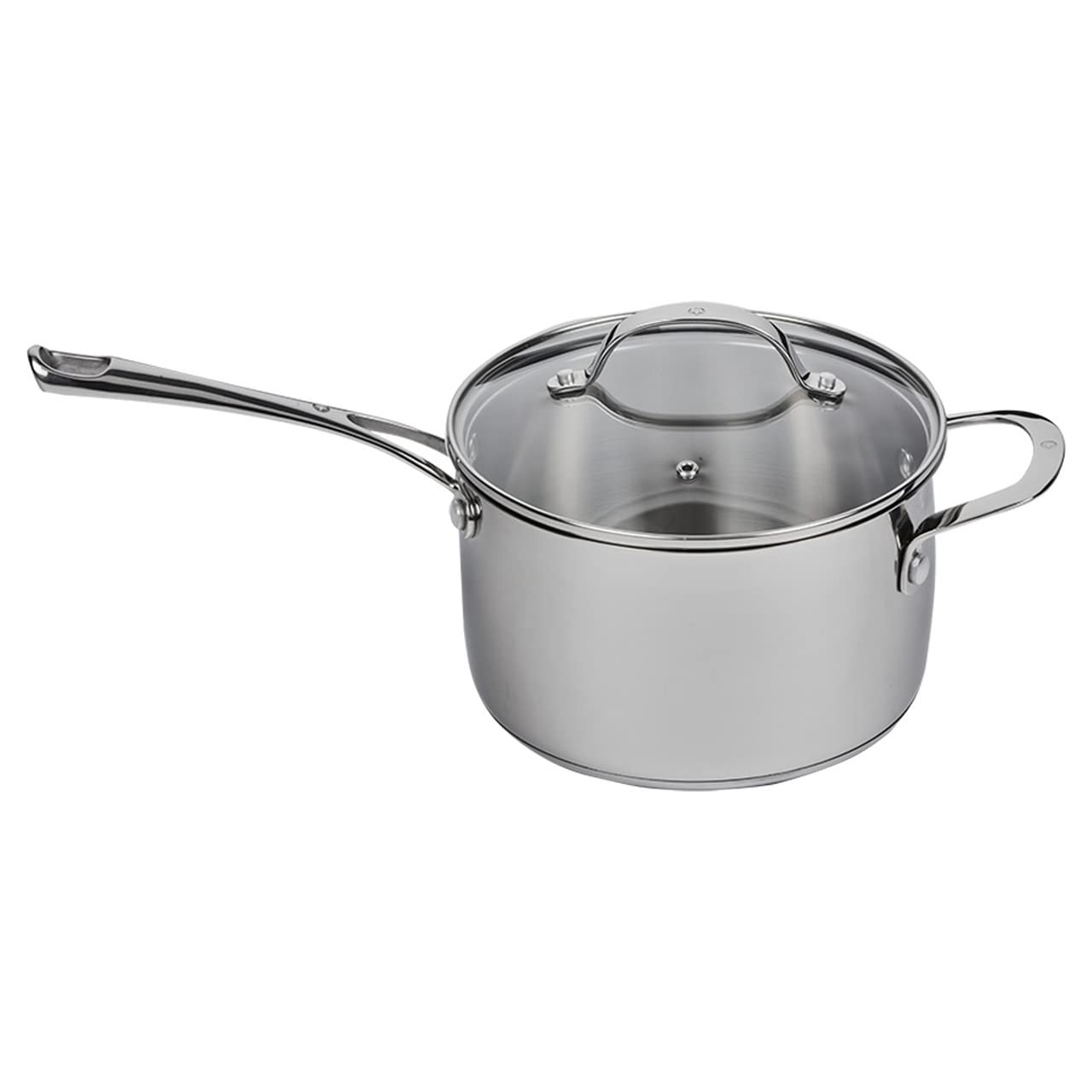Premium Swiss Diamond 2.6 Quart Stainless Steel Saucepan with Lid - Induction Compatible Cooking Pot for Gas, Electric & All Stoves - Oven & Dishwasher Safe Mirror Finish Cookware - Perfect for Sauces, Soups, Pasta & Everyday Cooking