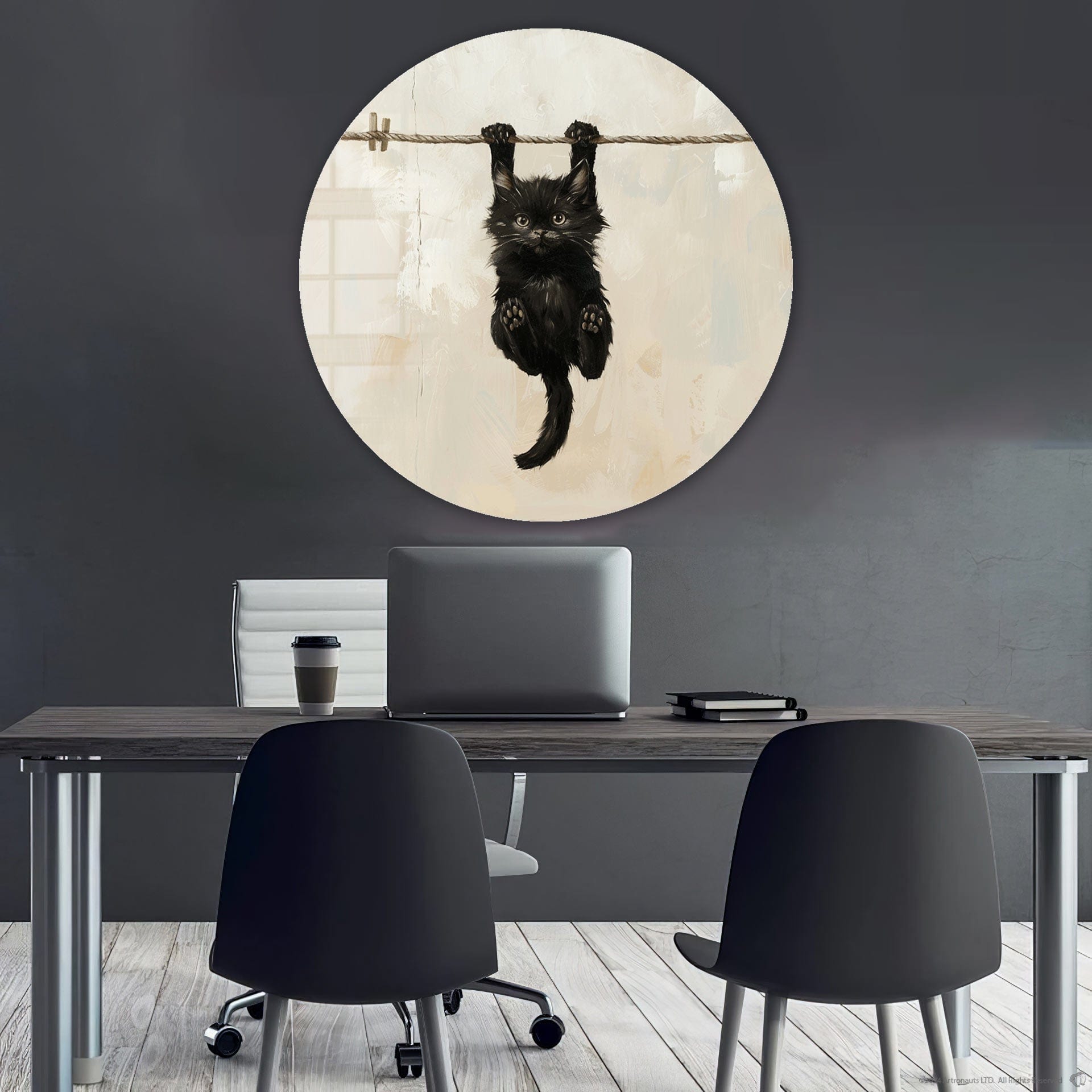 Pawsome Grip II Rounded Glass Wall Art - Modern Home Decor for Living Room, Bedroom & Office - Shatter-Resistant Glass Wall Hangings for Pet Lovers