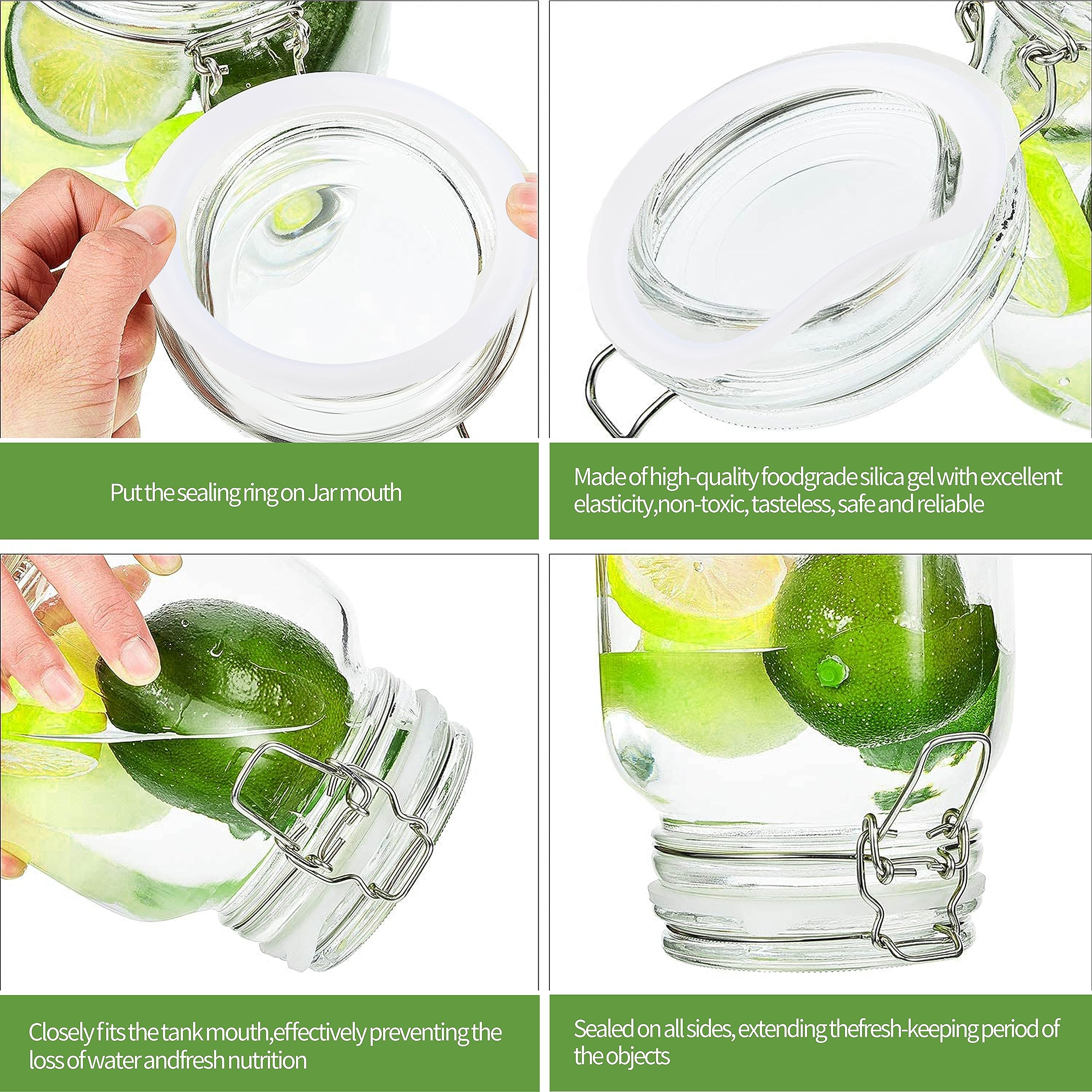 20-Pack Reusable Food-Grade Silicone Seals for Mason Jars - Leak-Proof Regular Mouth (2-3/4