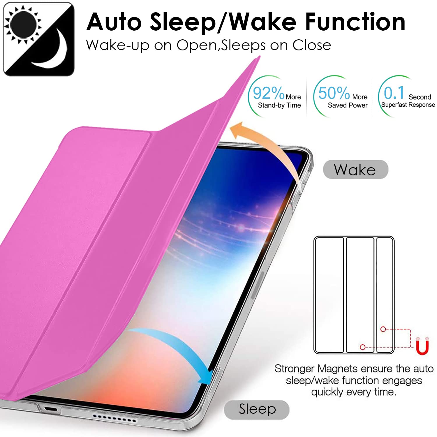 DuraSafe Slim Lightweight Protective Case for iPad Pro 11 2nd Generation (2020) - Frosted PC Dual Angle Stand Cover with Front & Back Protection - Light Magenta | Perfect for Work, Travel & Everyday Use