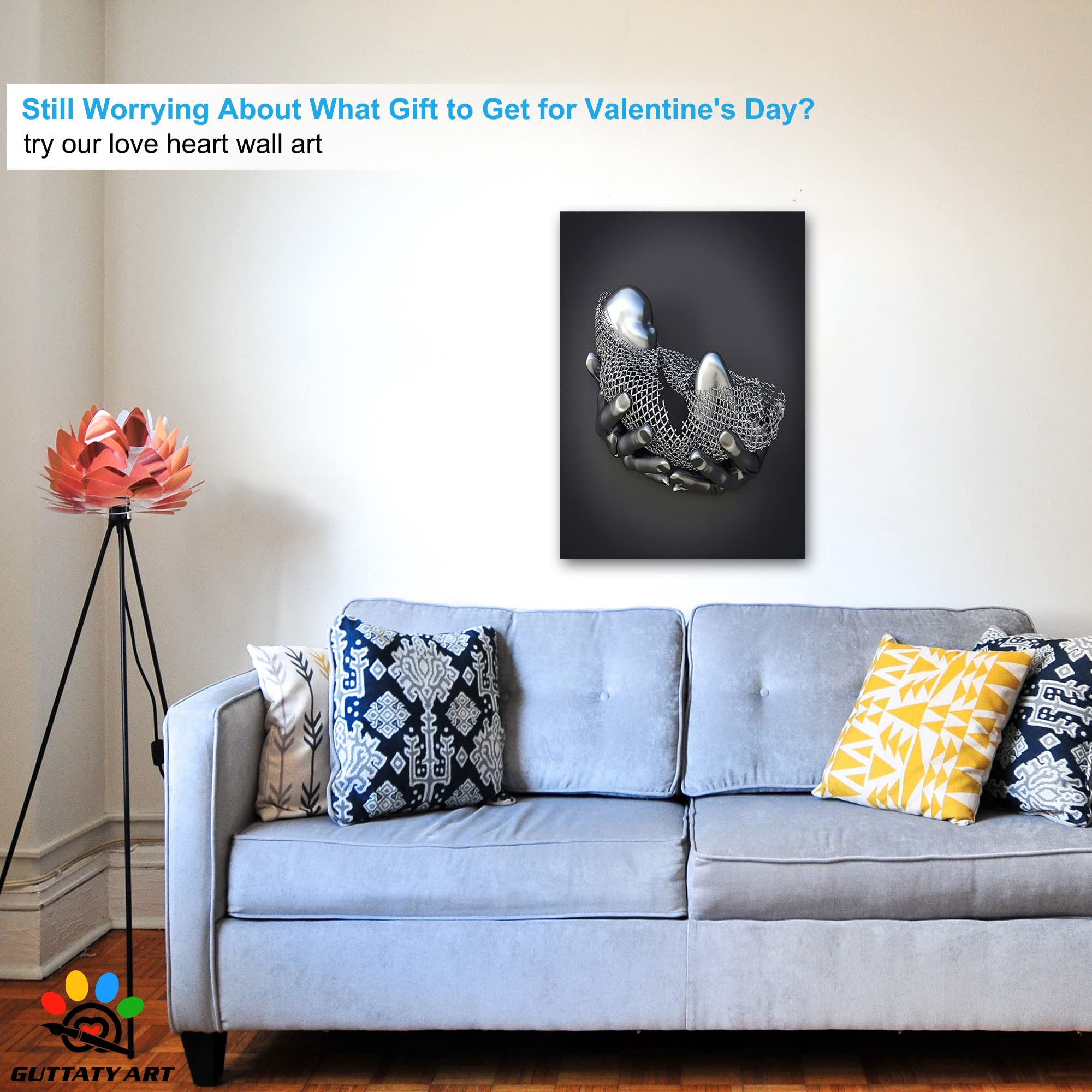 3D Metal Effect Canvas Wall Art - Modern Silver Framed Wall Decor for Living Room, Bedroom & Nursery - Mother's Day Gift Idea - 28x40 Inches - Perfect for Home, Office & Gifting