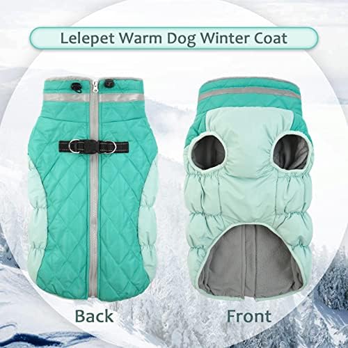 **Lelepet Warm Winter Dog Coat - Waterproof Windproof Fleece Jacket with Reflective Harness for Small Dogs | Turtleneck Zippered Snow Vest for Outdoor Walks & Cold Weather**