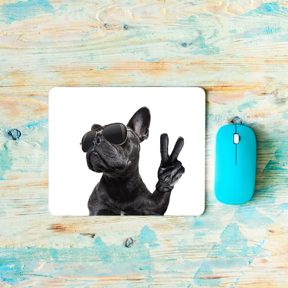 French Bulldog Square Mouse Pad - 9.5x7.9 Inch Non-Slip Desk Mat for Office & Gaming | Cute Puppy Design Computer Accessory | Perfect for Workstations, Home Office & PC Gaming Setups
