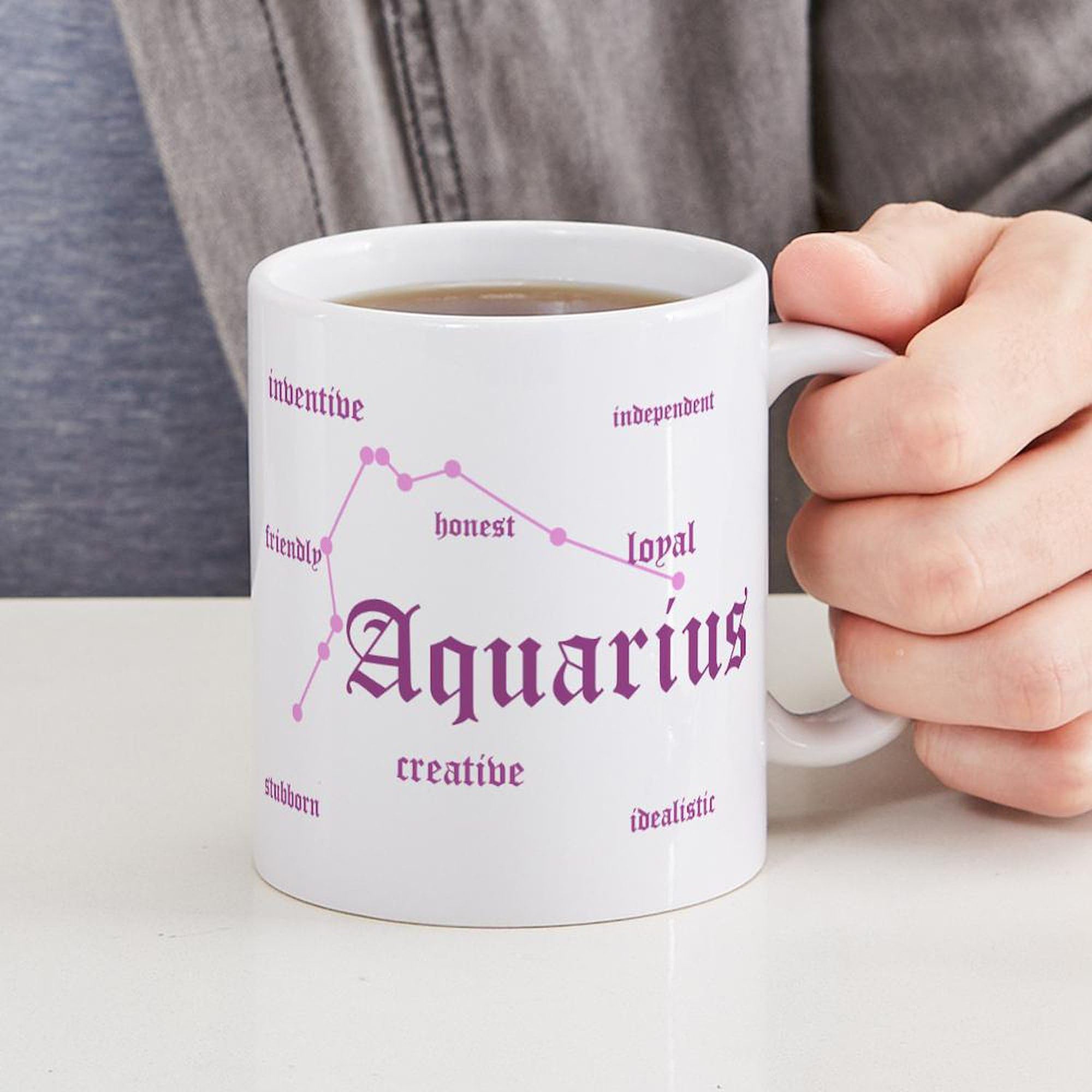 Aquarius Zodiac Sign Ceramic Coffee Mug - 11 oz (325 ml) - Unique Astrology Gift for Coffee & Tea Lovers - Perfect for Home, Office & Gifts
