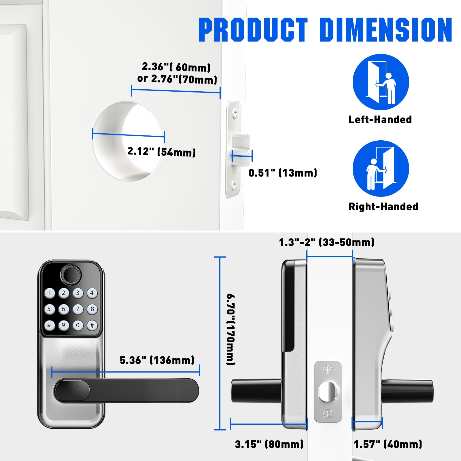 Smart Lock for Front Door - Olumat Keyless Entry Digital Lock with Fingerprint, Keypad & APP Control | Secure Handle Door Lock for Home, Office & Garage | Ideal for Smart Home Security & Hands-Free Access
