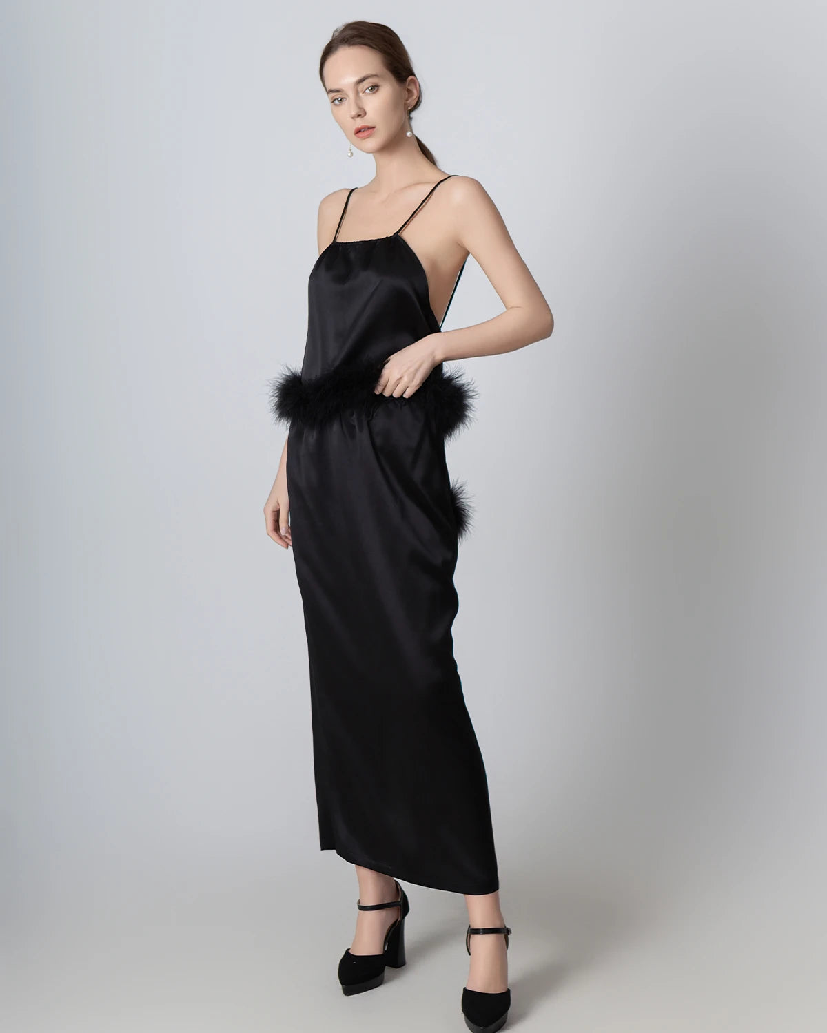 Elegant Backless Silk Camisole & Maxi Skirt Set - Women's Luxury Lingerie & Evening Wear for Date Night, Wedding, Special Occasions