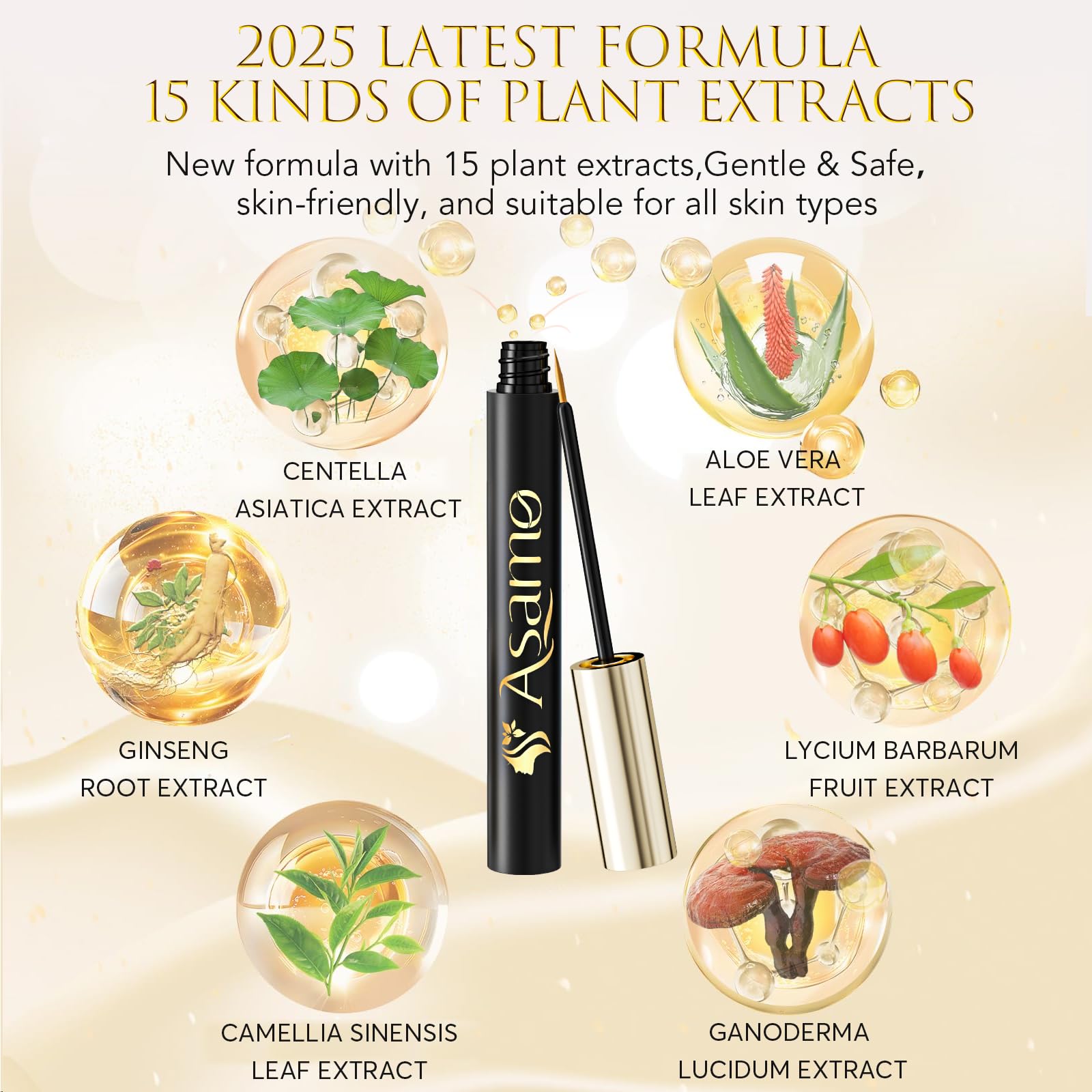 Eyelash Growth Serum with 15 Natural Plant Extracts – Lengthen & Strengthen Lashes for Fuller Look | Vegan, Cruelty-Free Lash Enhancer | Perfect for Daily Use & Special Occasions