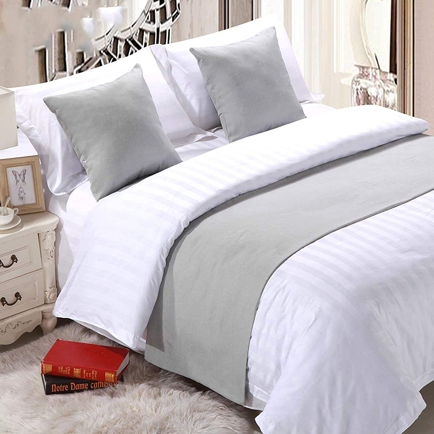 Premium Cotton & Linen Bed Runner Scarf - King/Queen Size Bedspread Coverlet for Hotel & Home Decor - Elegant Foot of Bed Accent for Master Bedroom, Guest Room & Airbnb Styling