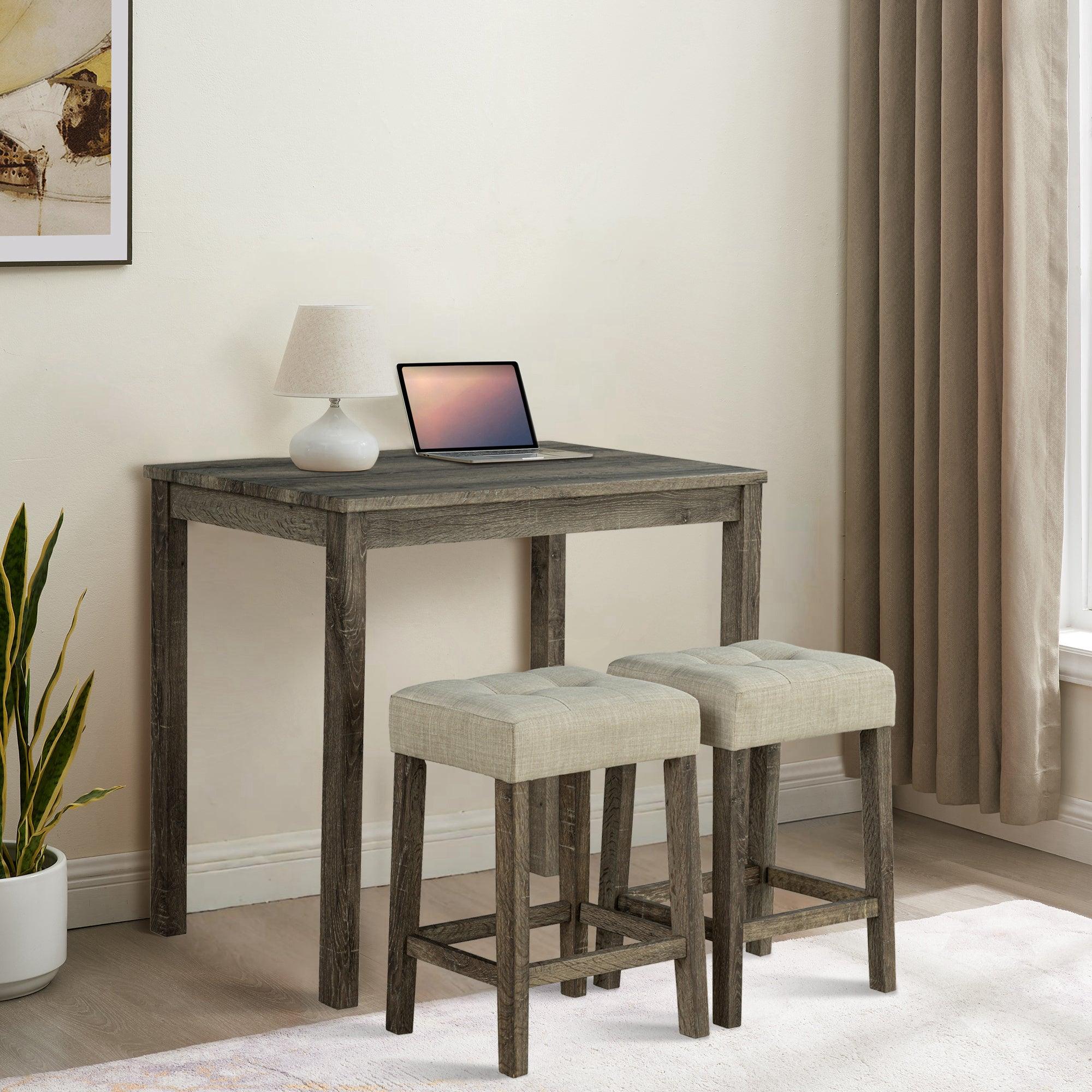 1 Traditional Breakfast Dining Table Set with 2 Stools - Compact Kitchen Table for Small Spaces, Apartments & Studios - Perfect for Morning Coffee, Casual Meals & Small Dining Areas