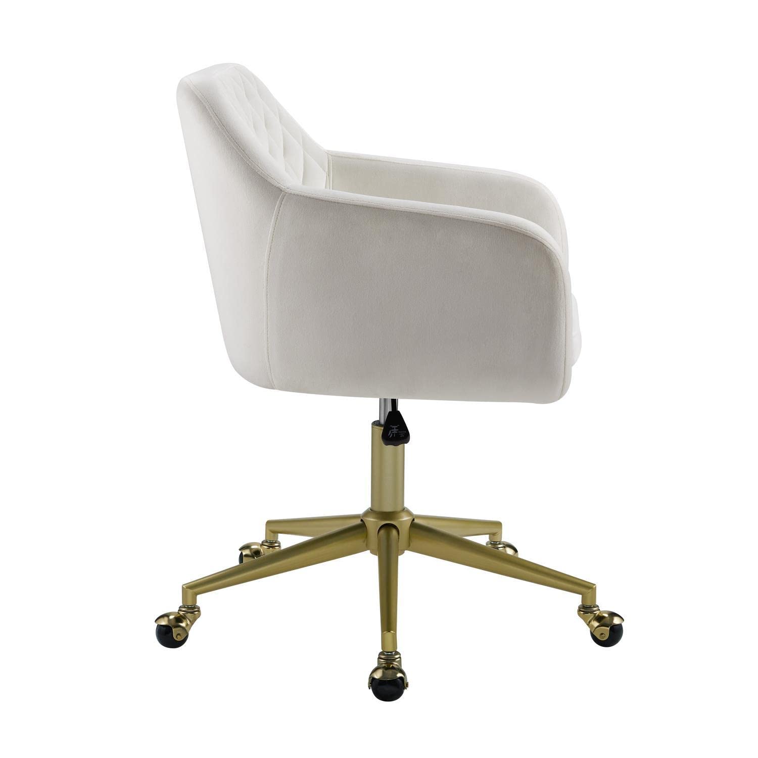Linon Imogen Quilted Office Chair - Ergonomic Desk Chair with Padded Seat & Back Support, Off White - Perfect for Home Office, Study & Workspace