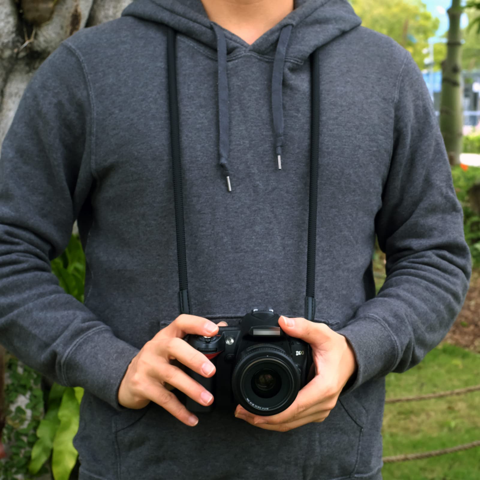 VKO Camera Strap - Durable Climbing Rope Neck & Shoulder Strap for DSLR, SLR, Mirrorless Cameras with Round Hole Interface (100cm, Black) - Perfect for Travel, Hiking & Outdoor Photography