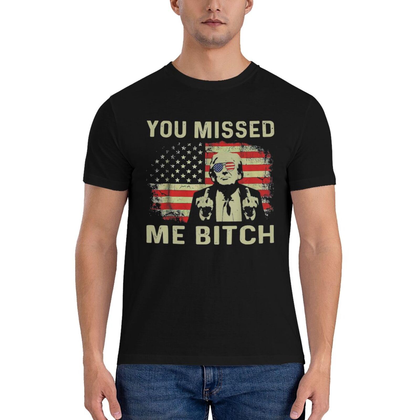 Trump 2024 T-Shirt - 'You Missed Me Bitch' Political Slogan Tee - Perfect for Campaign Rallies & Conservative Events