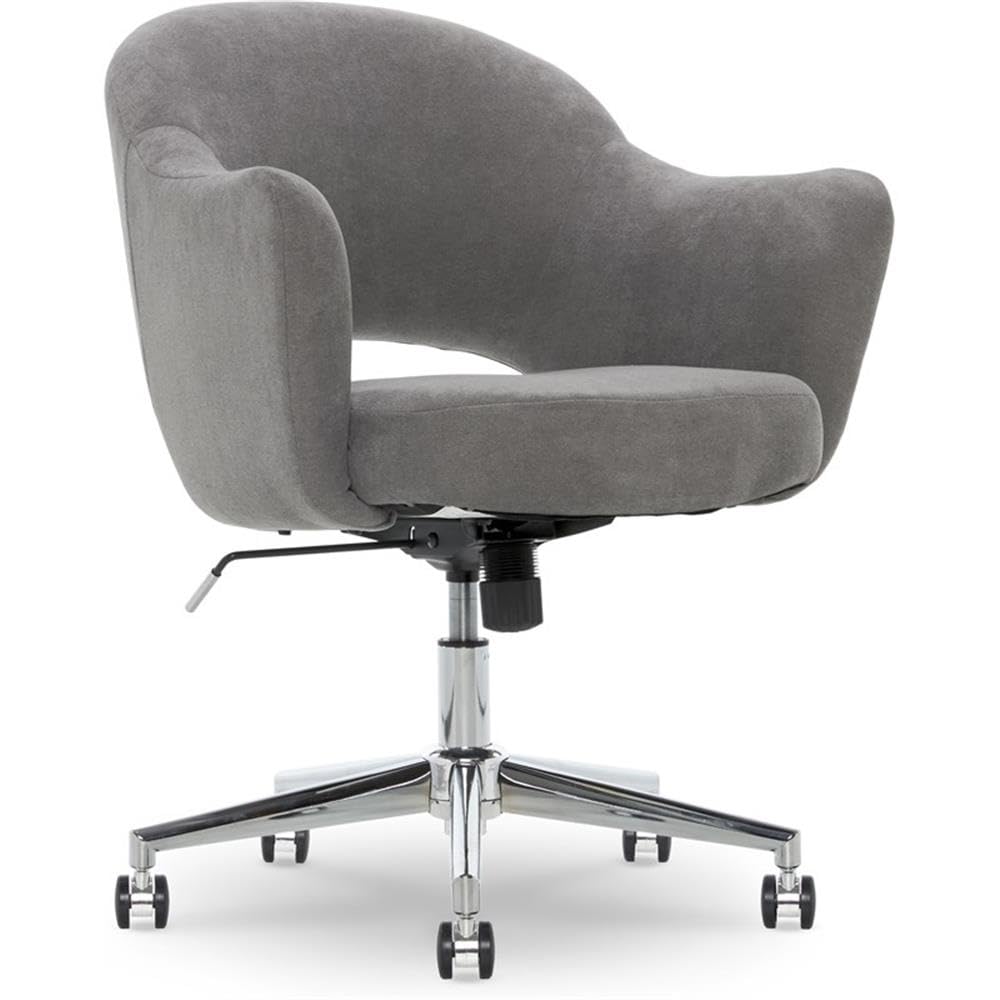 Allora Modern Swivel Office Desk Chair - Height Adjustable Ergonomic Rolling Chair with Upholstered Seat & Metal Base for Home Office, Study Room & Conference Meetings (Grey) - Perfect for Remote Work, Online Classes & Long Computer Sessions