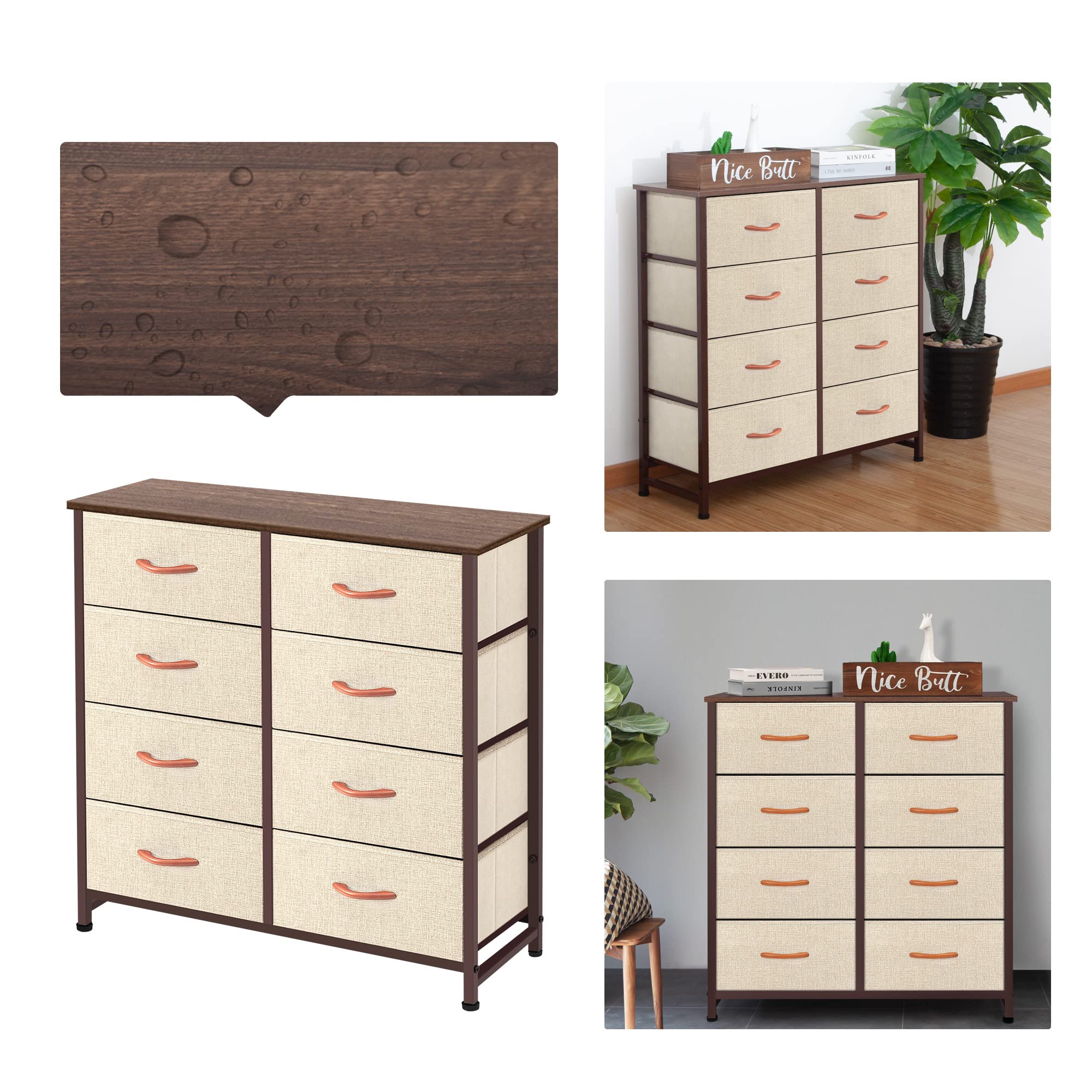 AZL1 Life Concept 8-Drawer Fabric Storage Dresser - Tall Standing Organizer for Bedroom, Office & Closet - Removable Slim Drawers with Beige Fabric Bins | Perfect for Small Space Organization & Home Decor