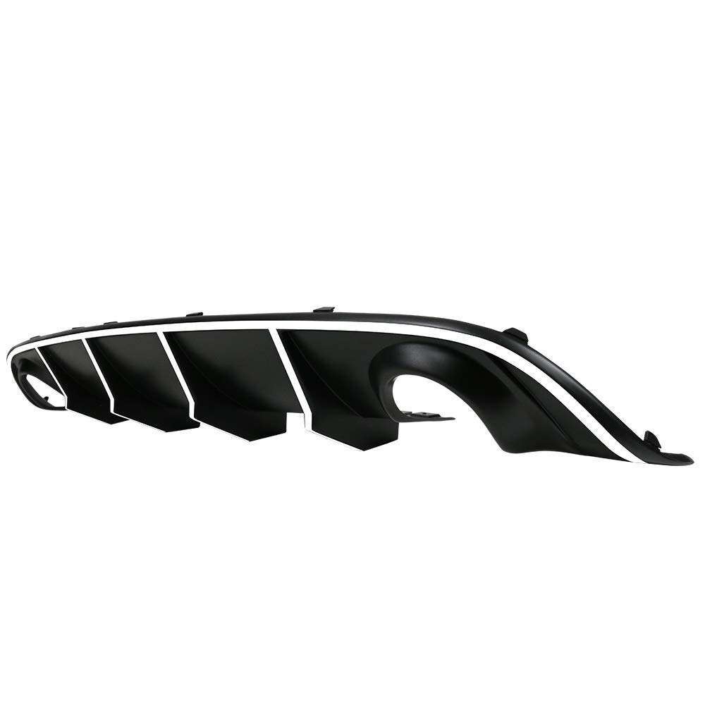 IKON MOTORSPORTS V2 Style Rear Diffuser & Bumper Lip Compatible With 2015-2023 Dodge Charger SRT - White Reflective Tape - Enhance Style & Safety for Street Racing & Car Shows